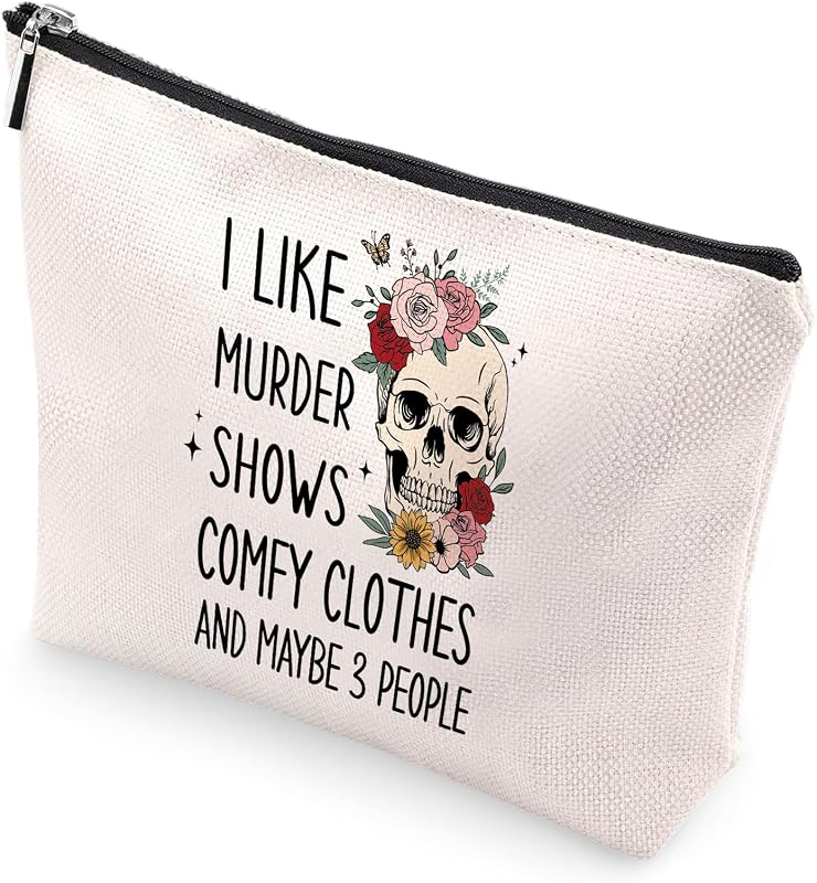 Necessaire de maquiagem VeloKomo com estampa Murder Shows, modelo caveira, 20,07 x 0,51 x 17,78 cm