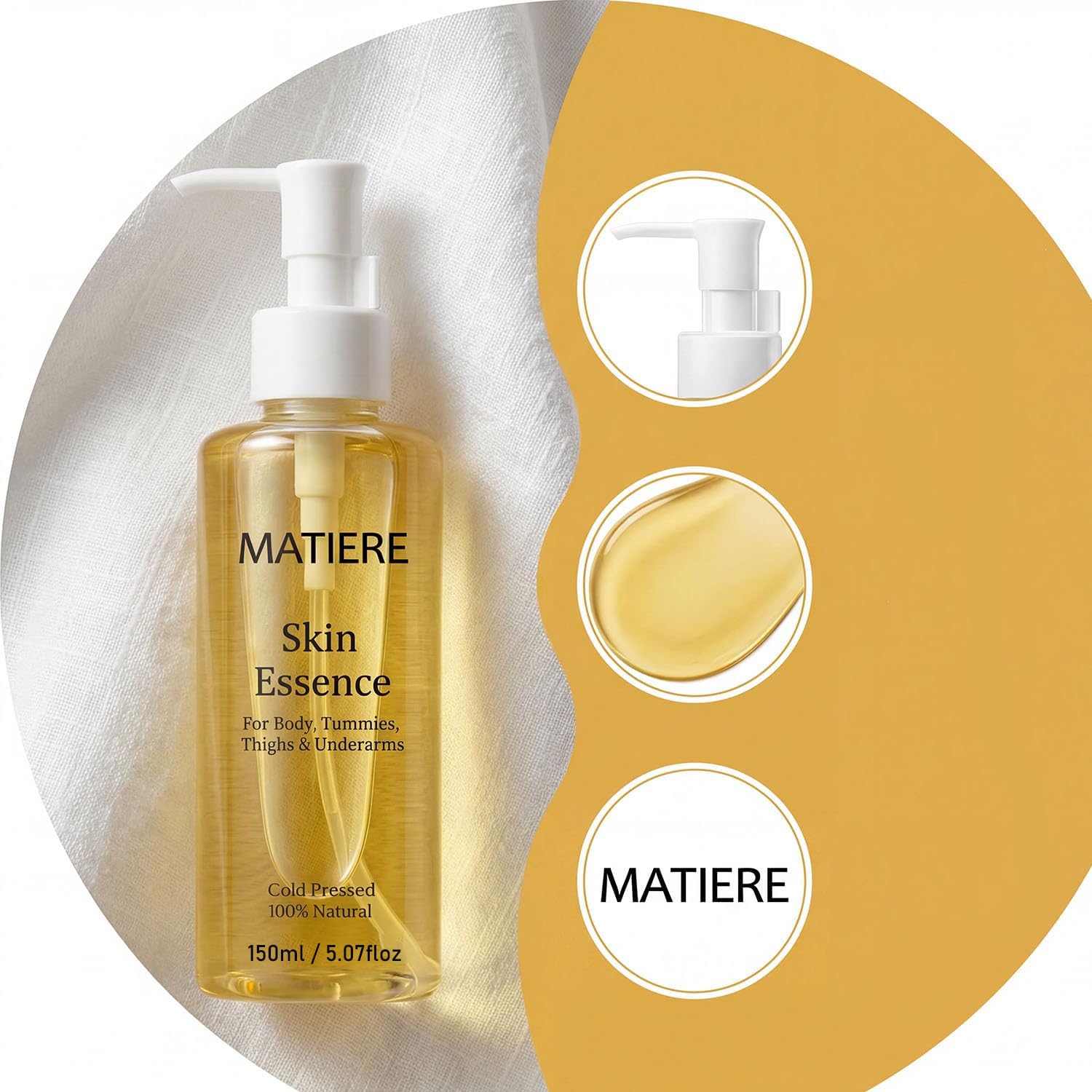 Matiere Concentrate Body Oil - Deep Hydrating Anti Aging Body Essence - Firming & Tightening Moisturizer for Arms, Tummy, Thighs and Crepey Skin - Lightweight, Non-Greasy Daily Care 150ml