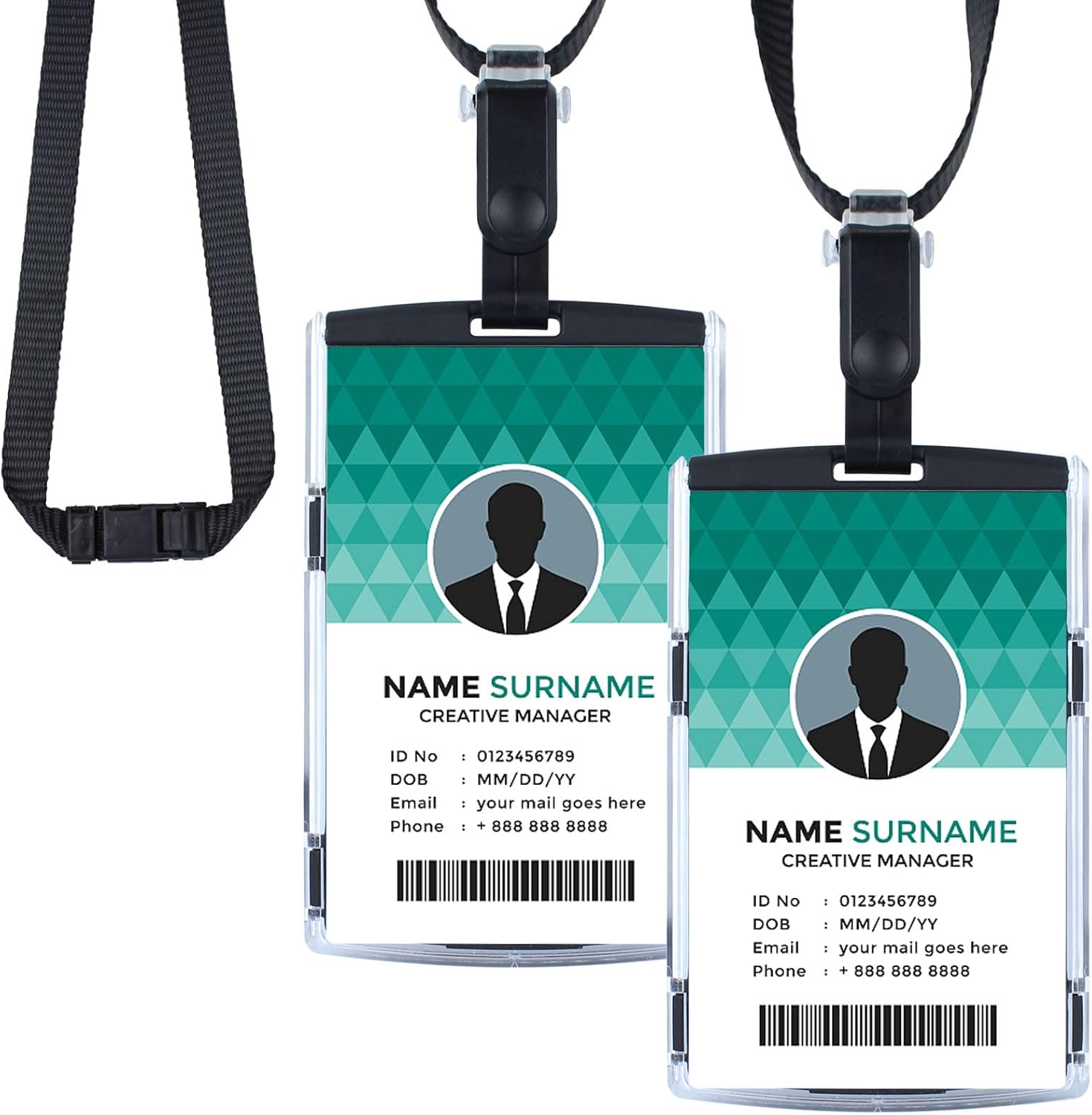 Badge Holder with Adjustable Lanyard, ID Card Holder Hard Plastic ID Badge Holder