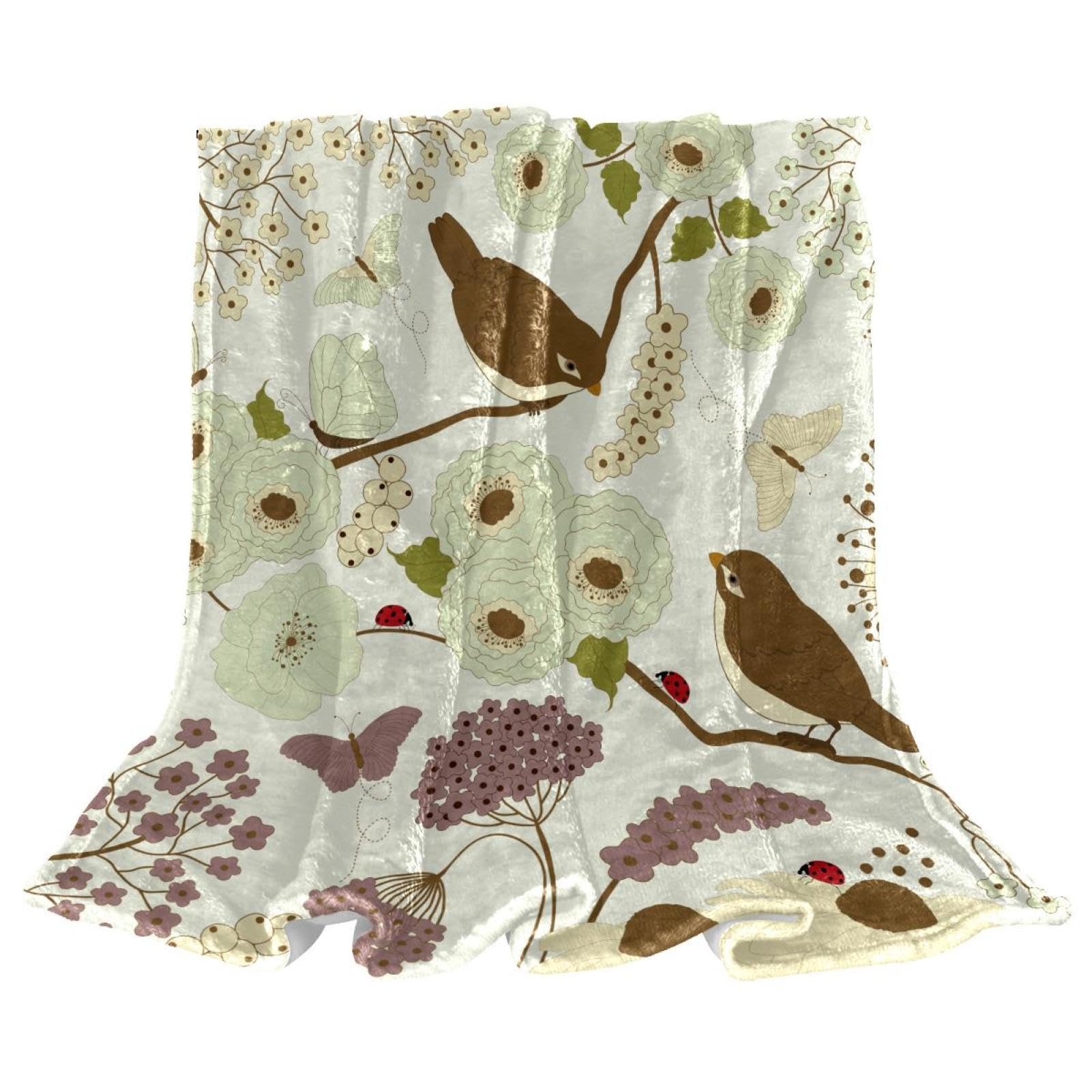 Couverture microfibre douce oiseaux : finis les frissons sur le canapé