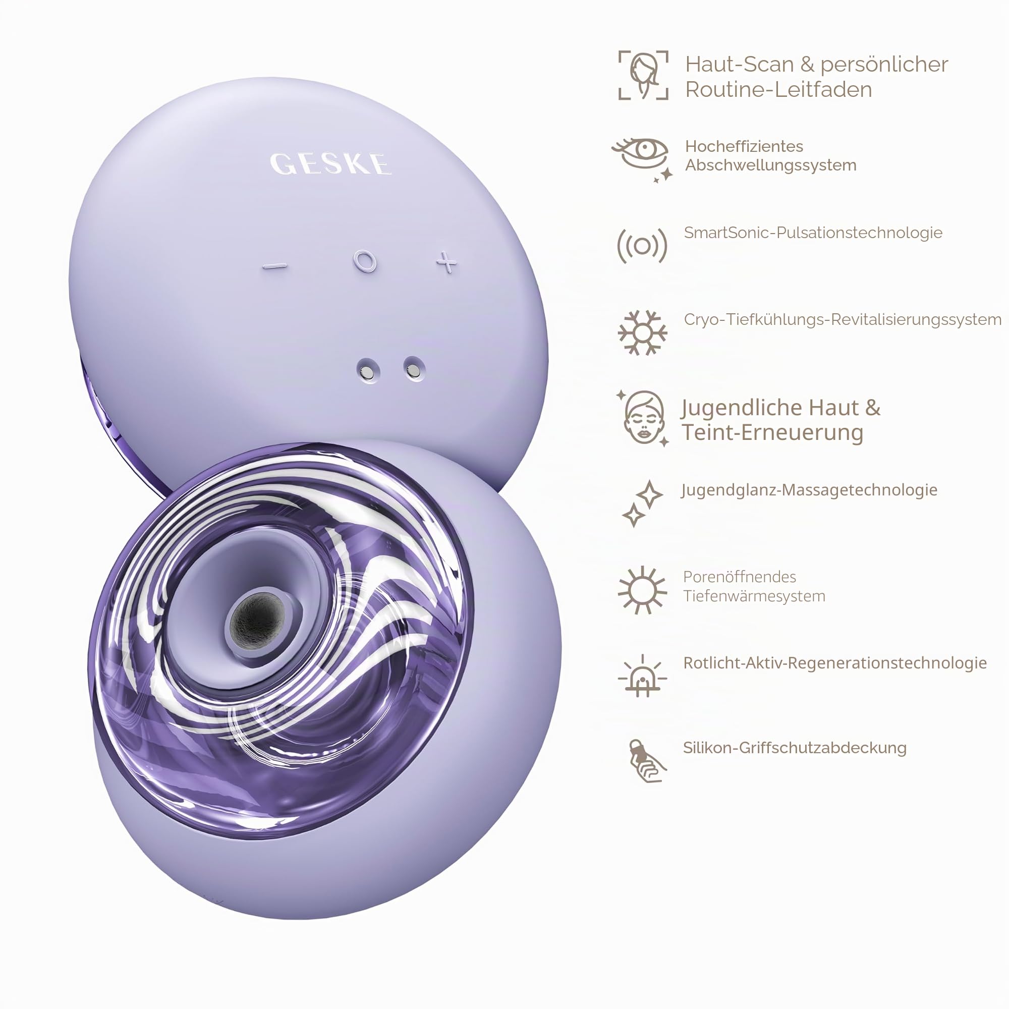 GESKE Sonic Cool & Warm Face & Body Massager | 9 in 1 | Straffend | SmartAppGuided™ | Elektrisches Massagegerät | Gesicht & Körper | Batterielose Wärme- & Kühltechnologie | Entspannend