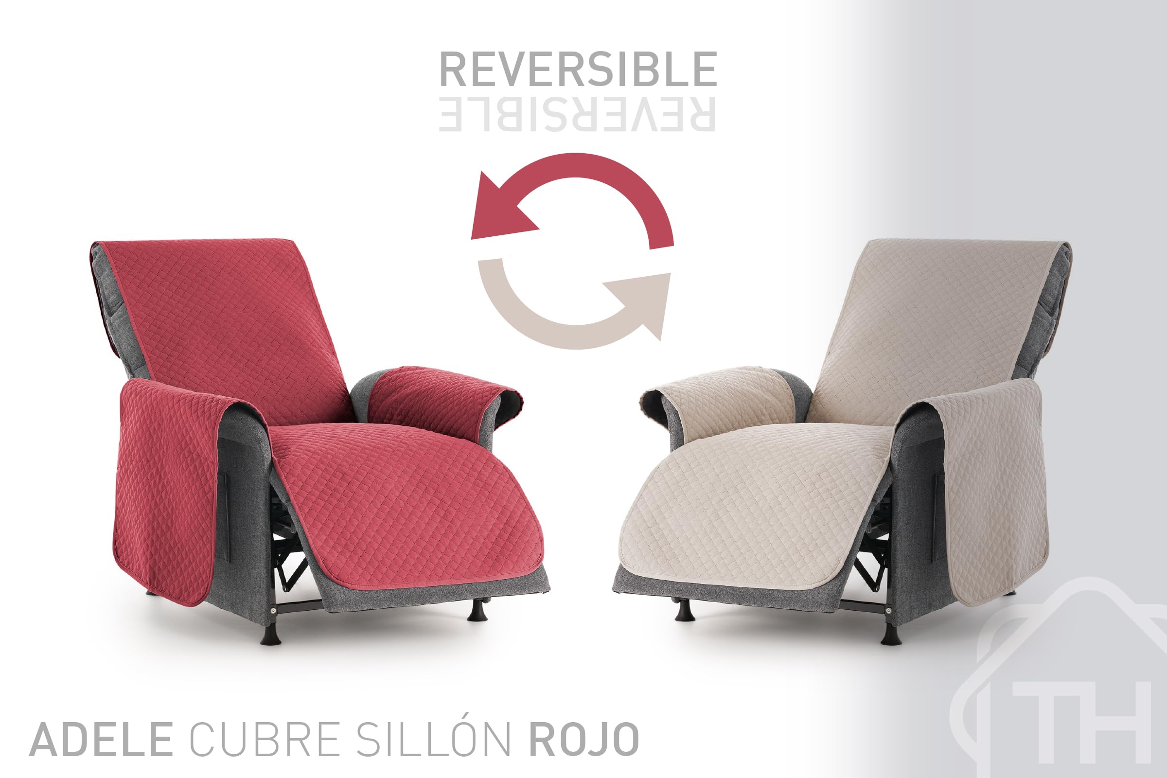 textil-home Salvadivano Trapuntato Copridivano ADELE 1 posti/Copripoltrona Reversibile. Colore Rosso