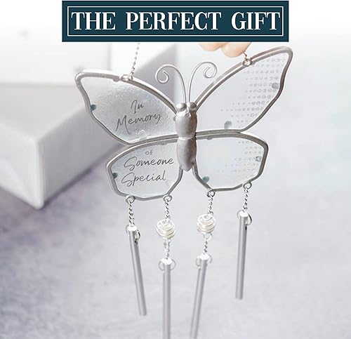 Miniatura 8 de Pavilion - Campanilla de viento colgante de mariposa para exteriores de 11.5 x 6 pulgadas, siempre y para siempre... en nuestros corazones, regalo