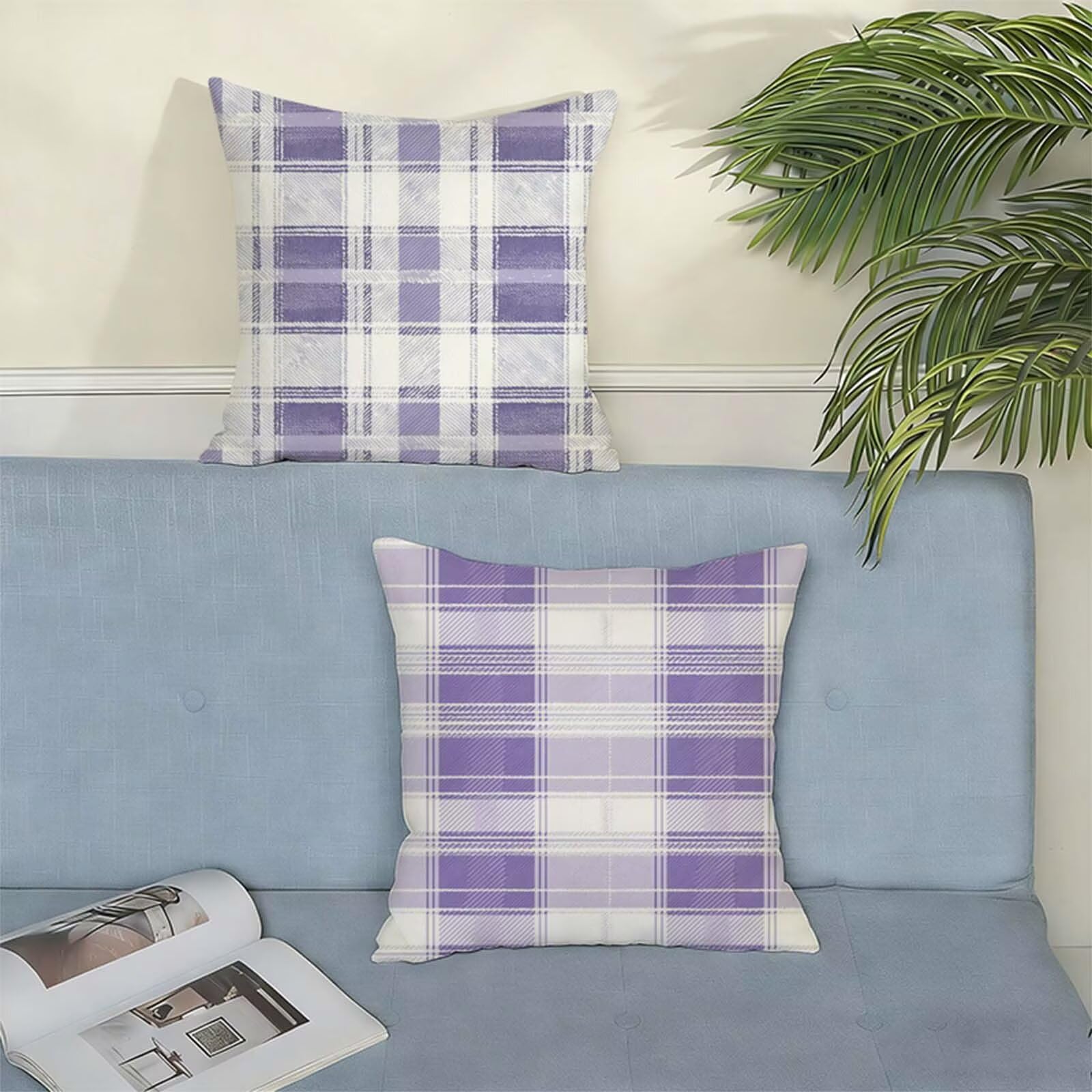 Housse Coussin 80x80CM Violet Lot de 2,Géométrie Housse de Coussin Lin,Doux Confort Taies d'oreiller Imperméable Extérieur,Fermeture Éclair,Lavable en Machine,Canapé,Chambre,Fauteuil,Cadeaux X-682