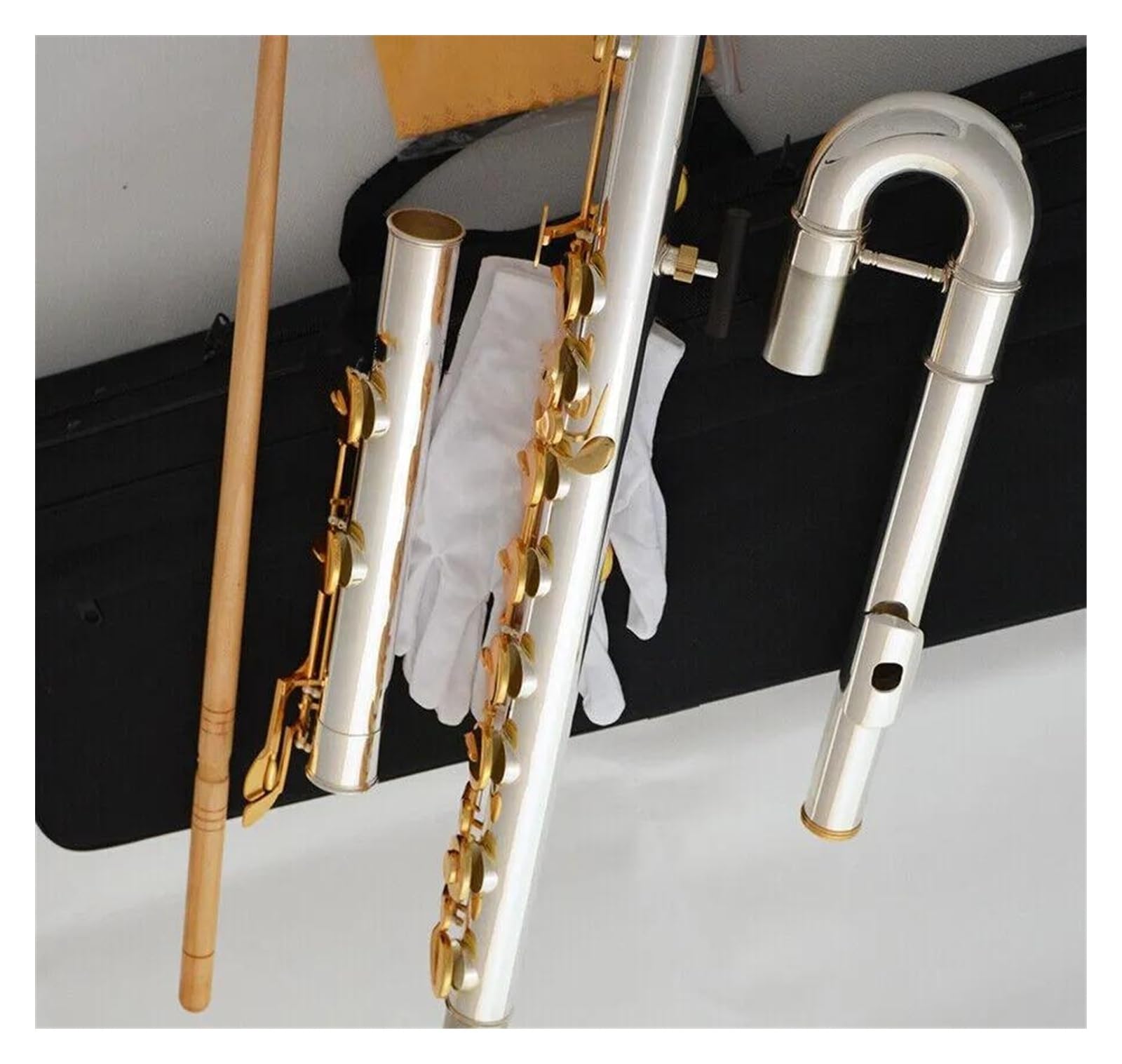 Chiavi Placcate In Oro Di Fascia Alta Flauto Per Ensemble Di Bassi A 16 Fori Chiusi In Do Maggiore Con Custodia Flauto Traverso per Principiante