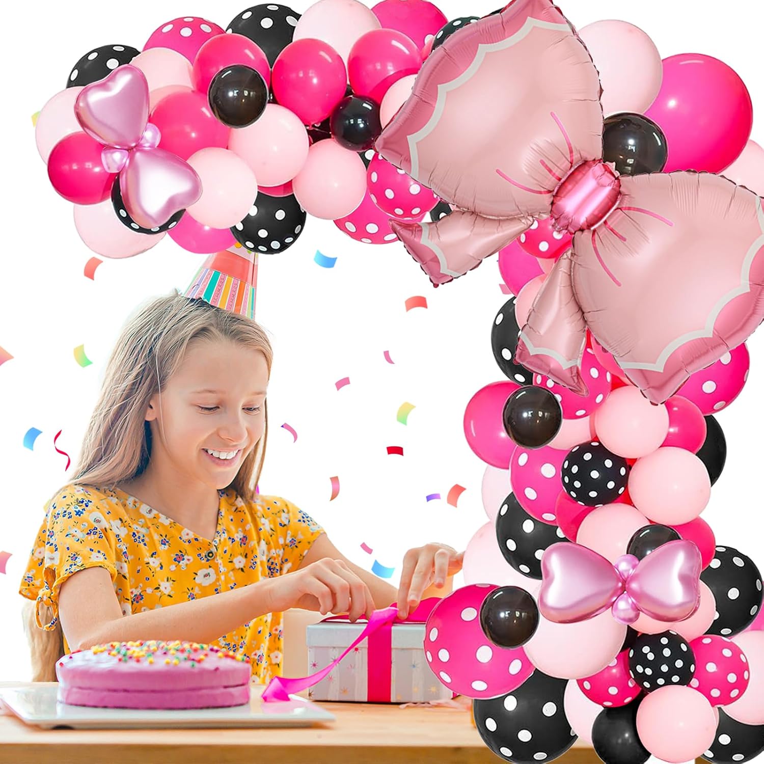 Pink Theme Birthday Balloons Garland Arch Kit, 143Pcs Pink Cartoon Mouse Birthday Party Decorations Balloons Girl Party Decorations Supplies - Image 3