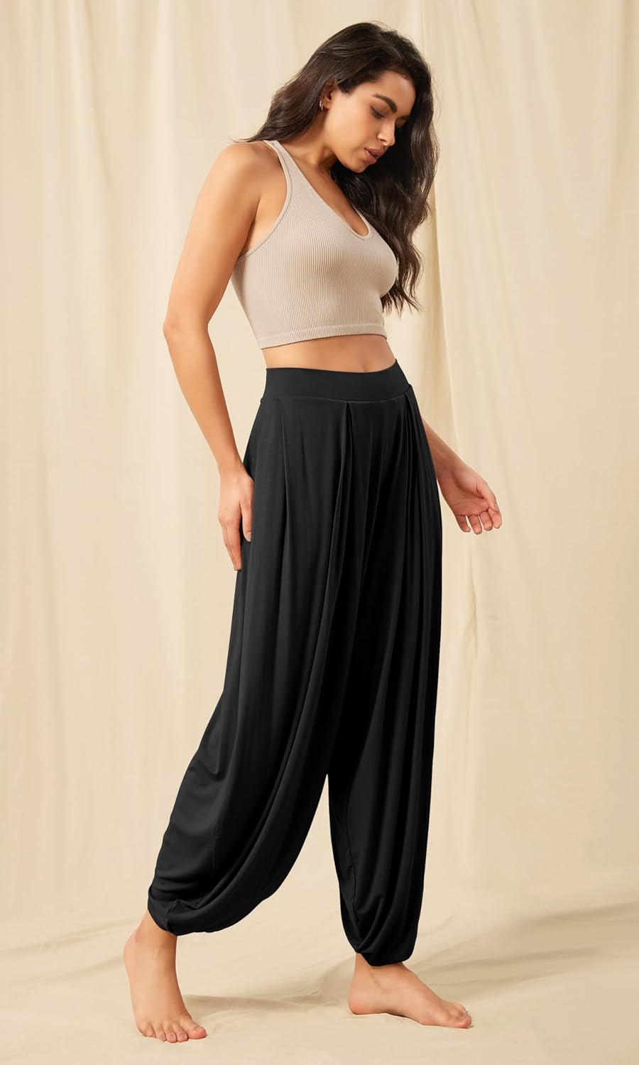 ODODOS Women's Wide Leg Pants with Pockets Lightweight Loose Draped Casual Palazzo Lounge Pajama Harem Pants - Image 3