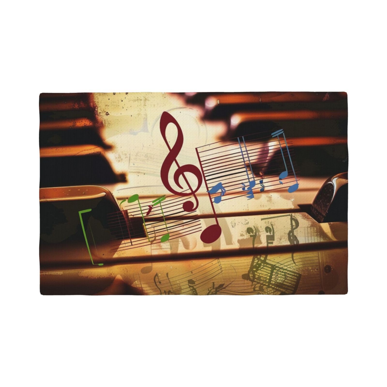 music Print Placemats Set, Heat Resistant Washable Placemat 12x18in Table Mats for Party Kitchen Dining Table Decoration Indoor Outdoor, Six Piece