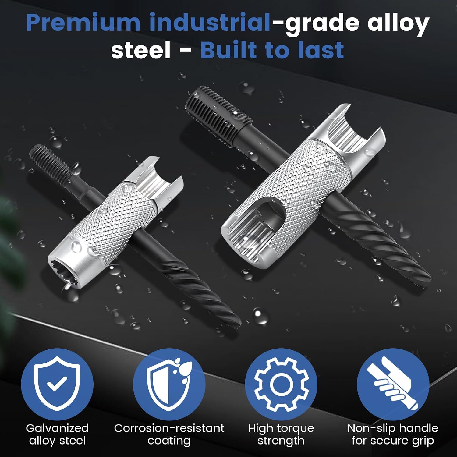 2 Pcs Grease Fitting Tool, 4-in-1 Grease Zerk Fitting Tool, Grease Zerk Tool Fit 1/4"-28 SAE, 1/8"-NPT, M10x1 M8x1 and Hex Size 3/8" 5/16" 7/16" for Install & Remove