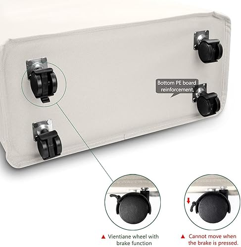 Miniatura 5 de Cesta de ropa sucia con ruedas, cesta de ropa plegable, cesta de lavandería delgada, contenedores de almacenamiento plegables de esquina (beige)