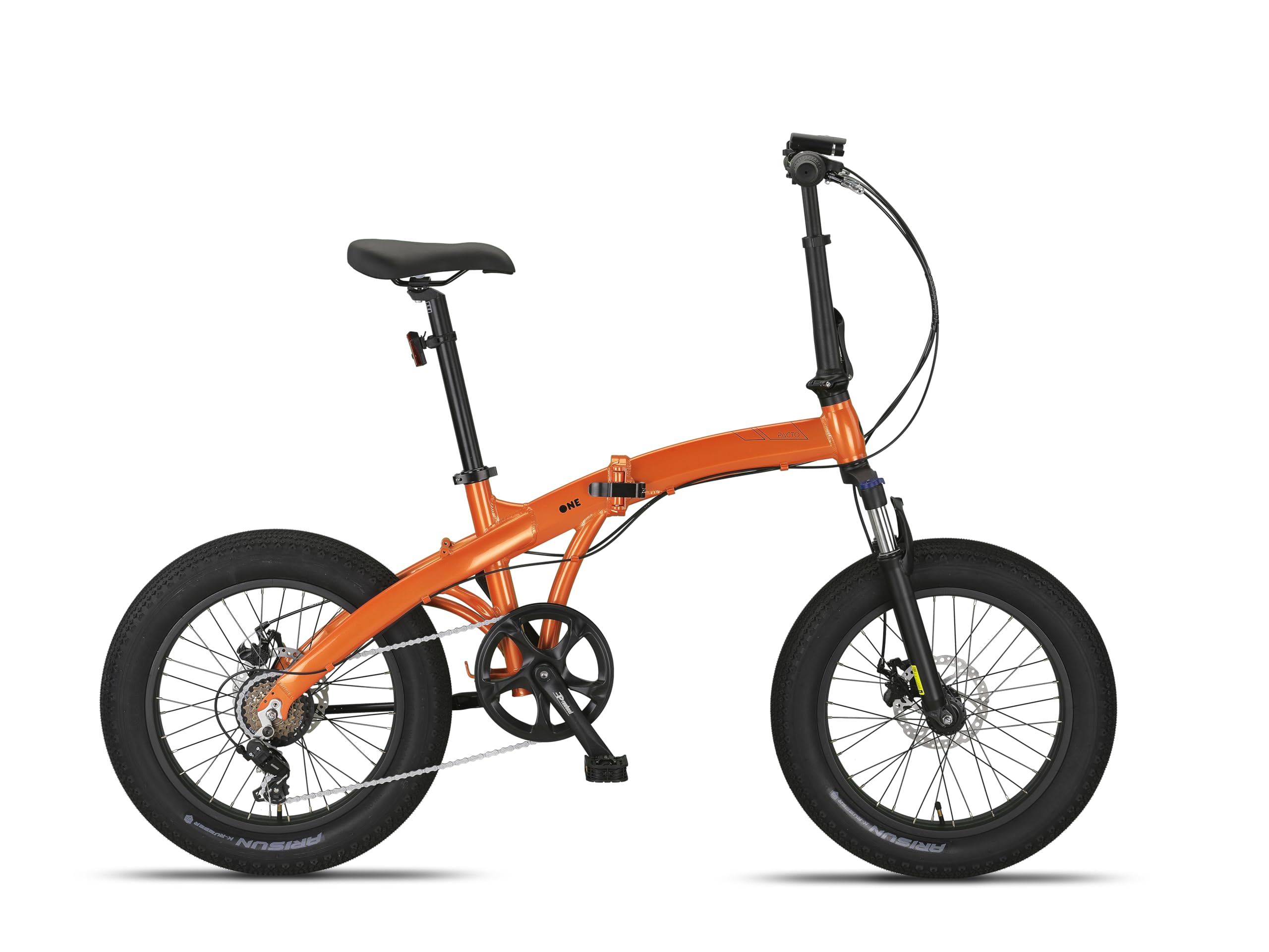 PACTO One FATBIKE Faltrad Klapprad 6 Gänge Aluminiumrahmen Scheibenbremsen LED-Licht 17 kg (Orange) Sport & Freizeit