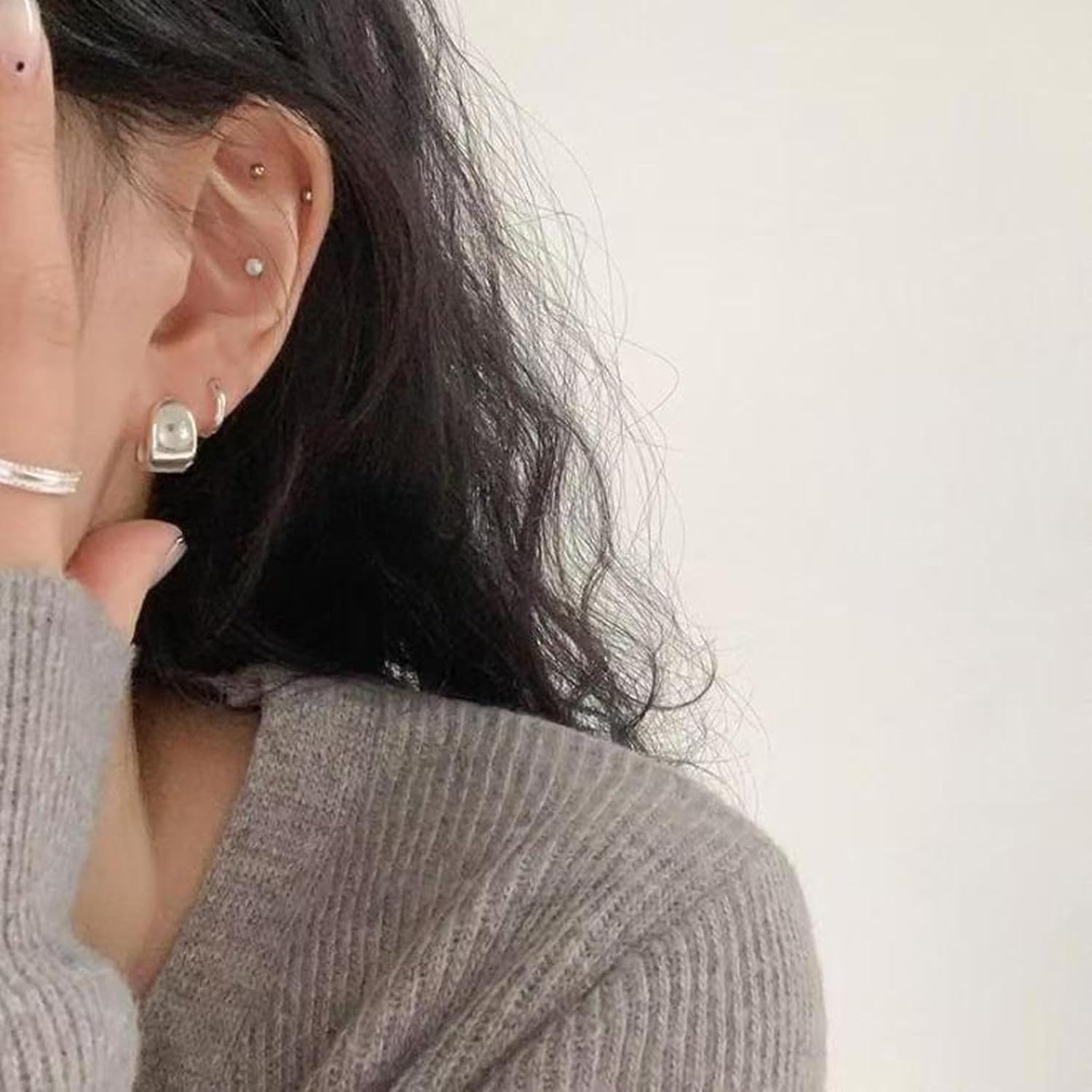 925 Sterling Silver Hoop Earrings Small Chunky Gold/Silver Hoop Earrings for Women Trendy 14k Gold Small Thick Huggie Earrings - Image 2