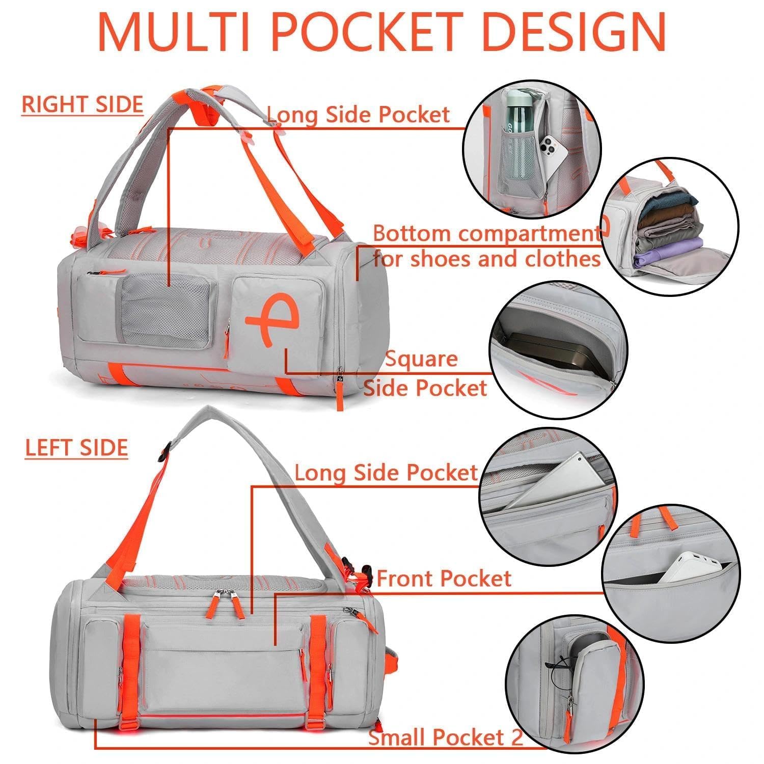 BE SMART 40L Extra Large Gym Backpack for Men, Big Gym Bag with Shoes Compartment, Waterproof Heavy Duty Duffel Bags, Men's Workout Backpacks for Outdoor Sport,Hiking,Camping,Travel