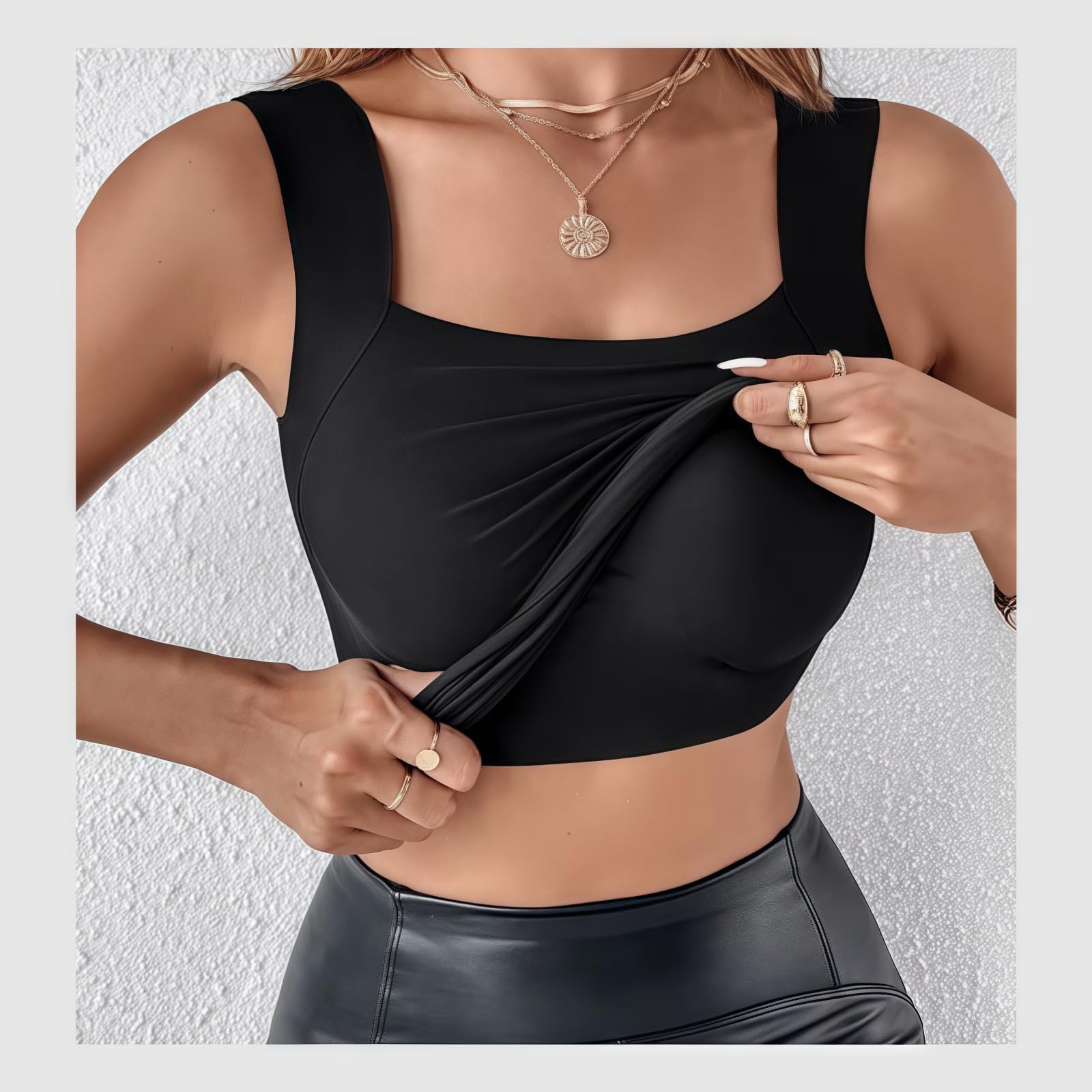 Débardeur shaper - Soutien-gorge intégré femme 2-en-1 avec soutien-gorge intégré – Camisole sans couture à col U – Haut gainant extensible pour sport, yoga, fitness et usage quotidien