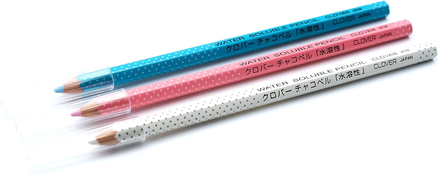Clover Water-Soluble Pencils-White, Pink & Blue 3/Pkg -5003 : Quilting Supplies : Arts, Crafts & Sewing