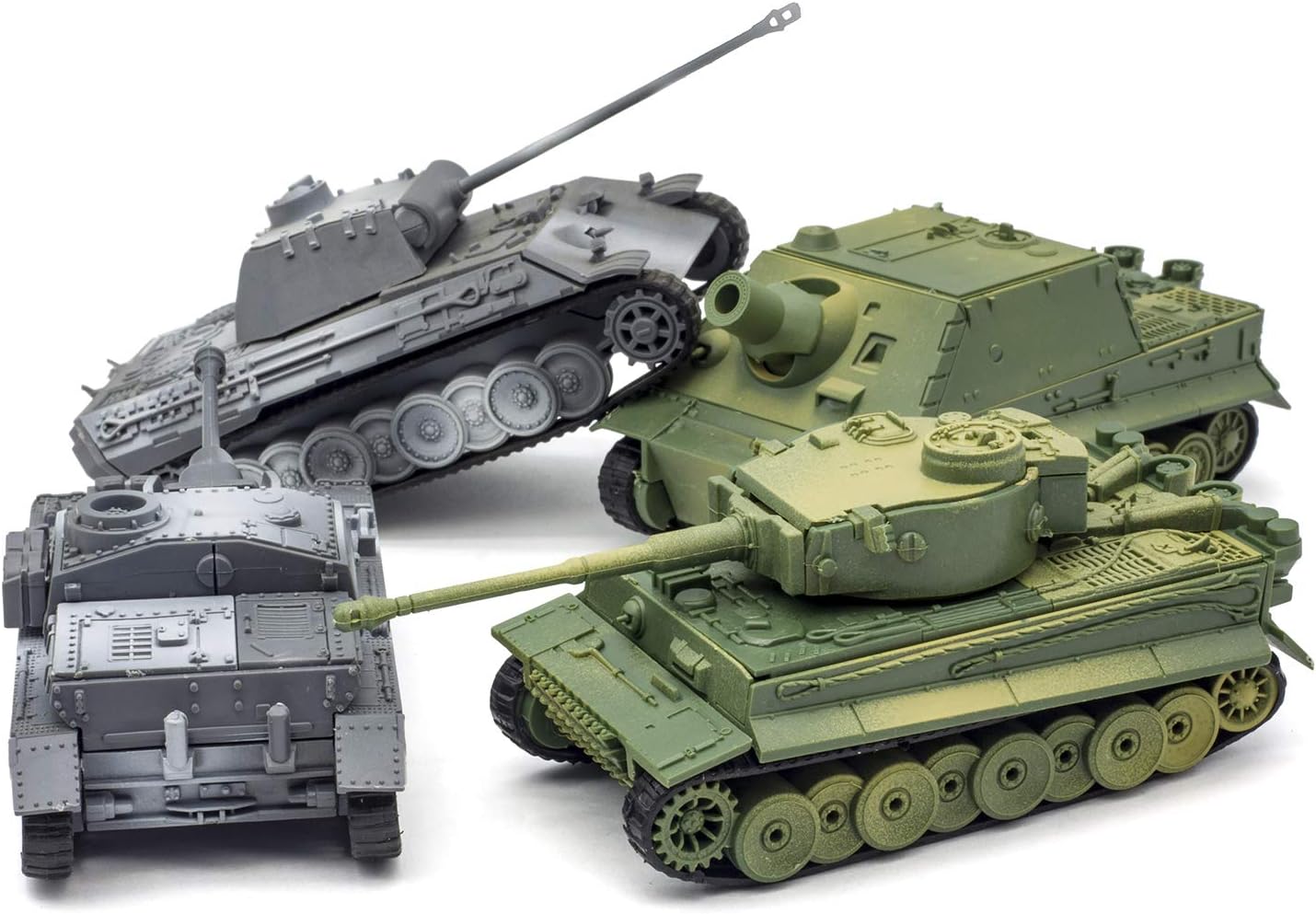 Kvvdi 4 Sets Upgrade 3D Puzzles Plastic Model Toy Tank Kit for Adults, Military Tiger Tank, Premium Scale Model Tanks Kits Collection