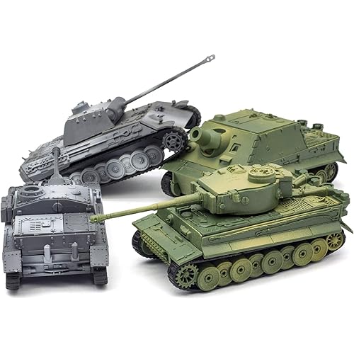 4 Sets Upgrade 3D Puzzles Plastic Model Toy Tank Kit for Adults, Military Tiger Tank Model, Premium Scale Model Tanks Kits Collection
