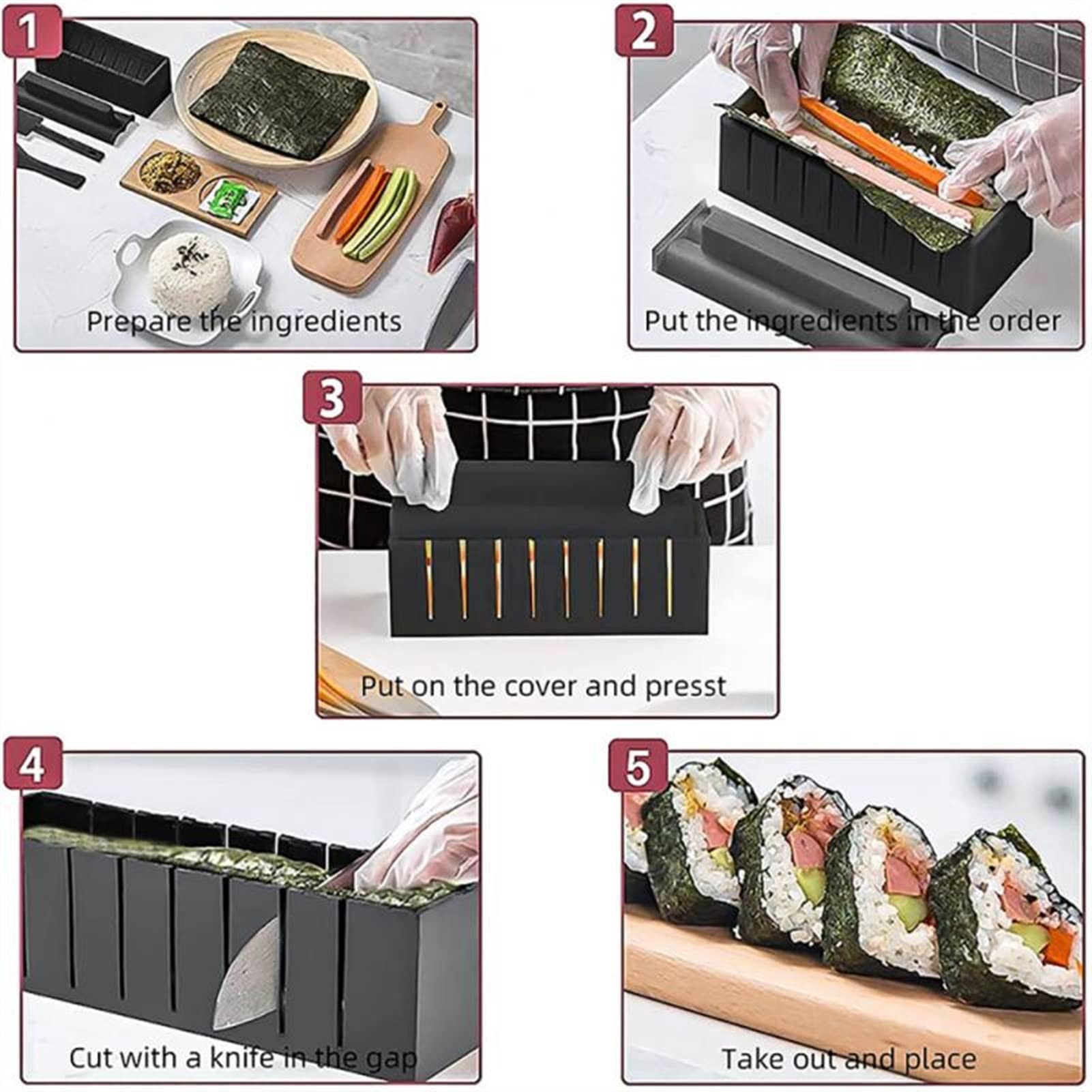 Kit Per La Produzione Di Sushi Stampo Per Sushi Kit Di Stampi Per Sushi Per Principianti Strumento Antiaderente Per La Produzione Di Sushi 10 Pezzi~p149632737