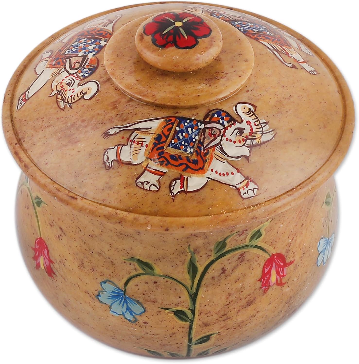 NOVICA Decorative Jar from India 'Garden Cheers'