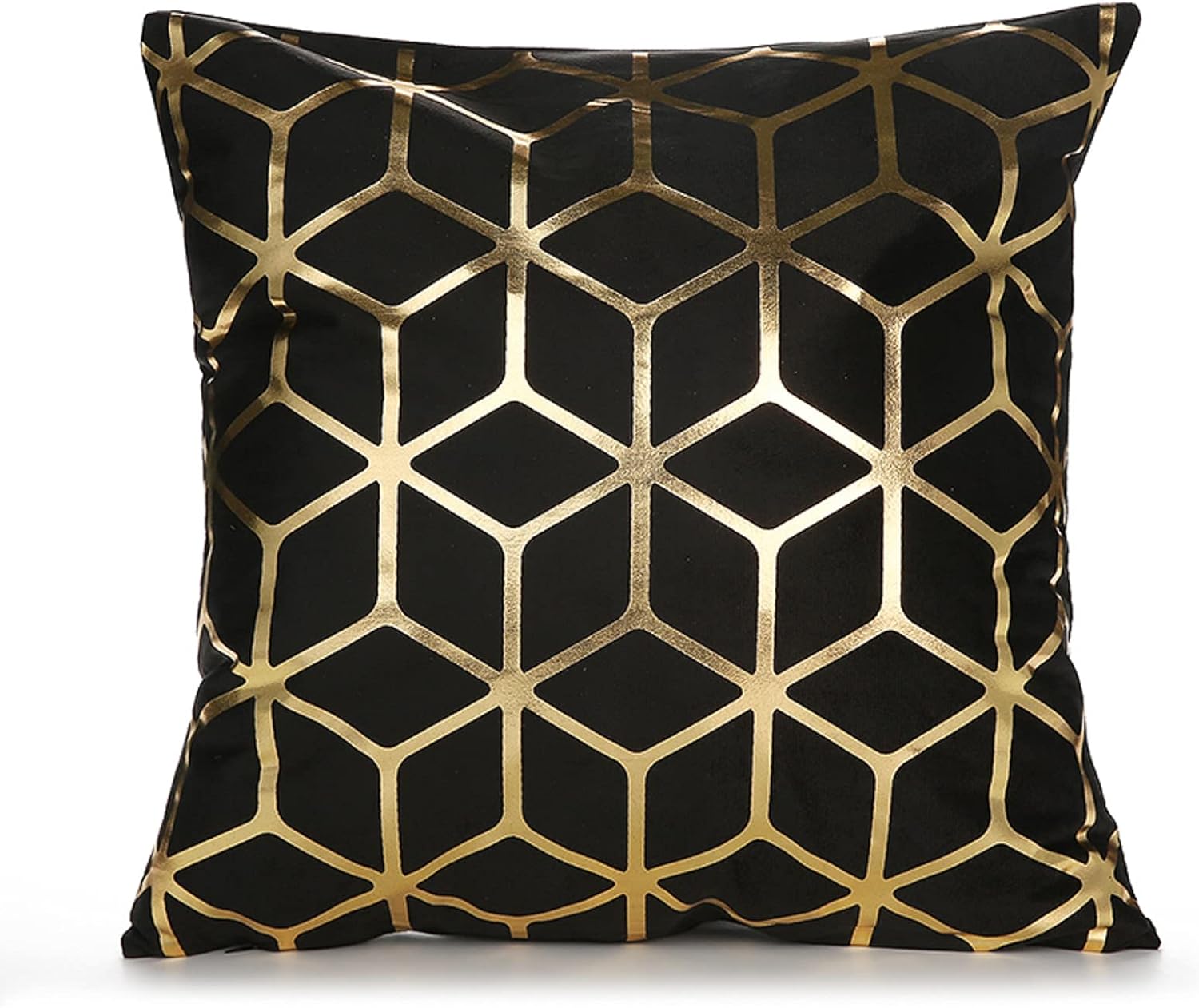 HOSTECCO Black and Gold Throw Pillow Covers Set of 4 Geometric Pillow Cases Square Decorative Cushion Covers for Sofa Couch Outdoor 18x18 inches