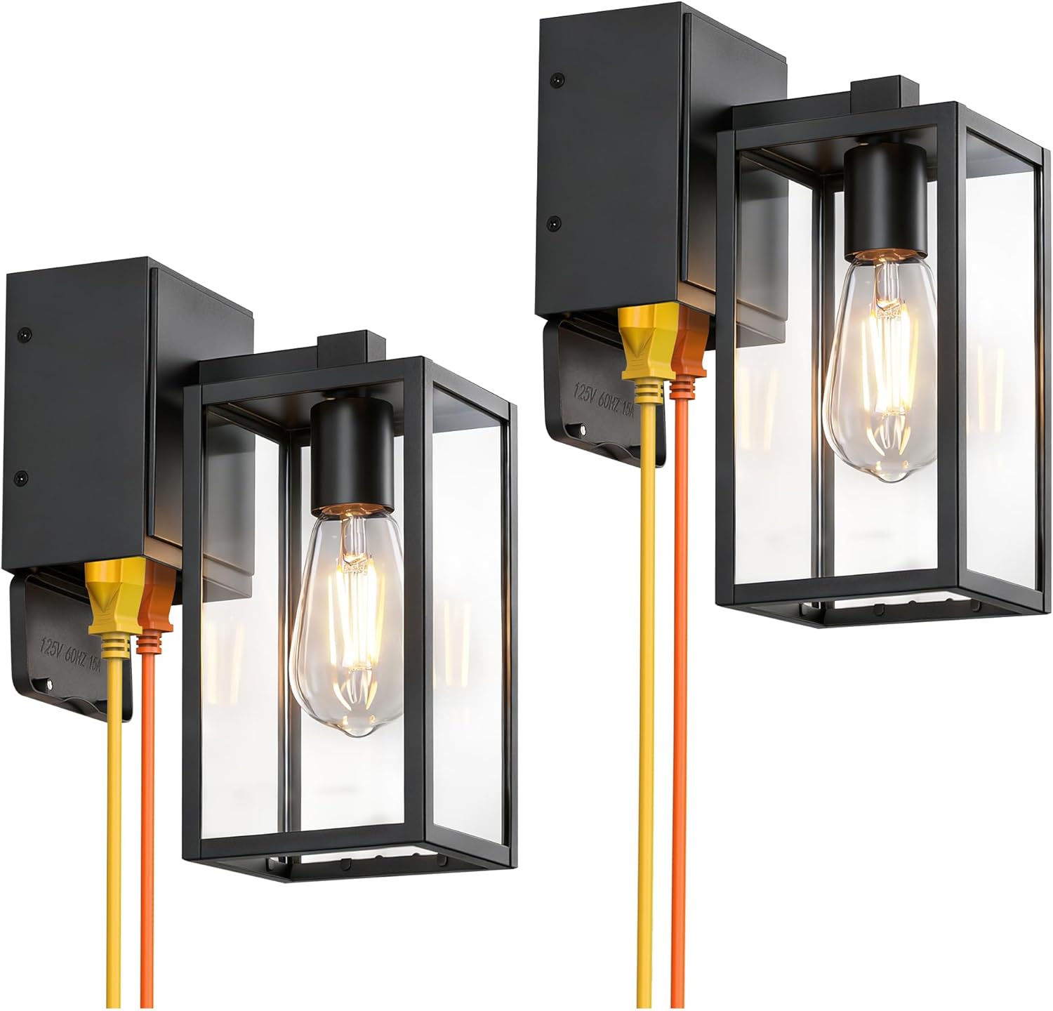 WIHTU Outdoor Wall Light Fixtures with GFCI Outlet, 2-Pack Waterproof Porch Lights, Alunmium Exterior Lighting Fixture Modern Outside Light Wall Mount for House Patio Front Door Garage Entryway Garden