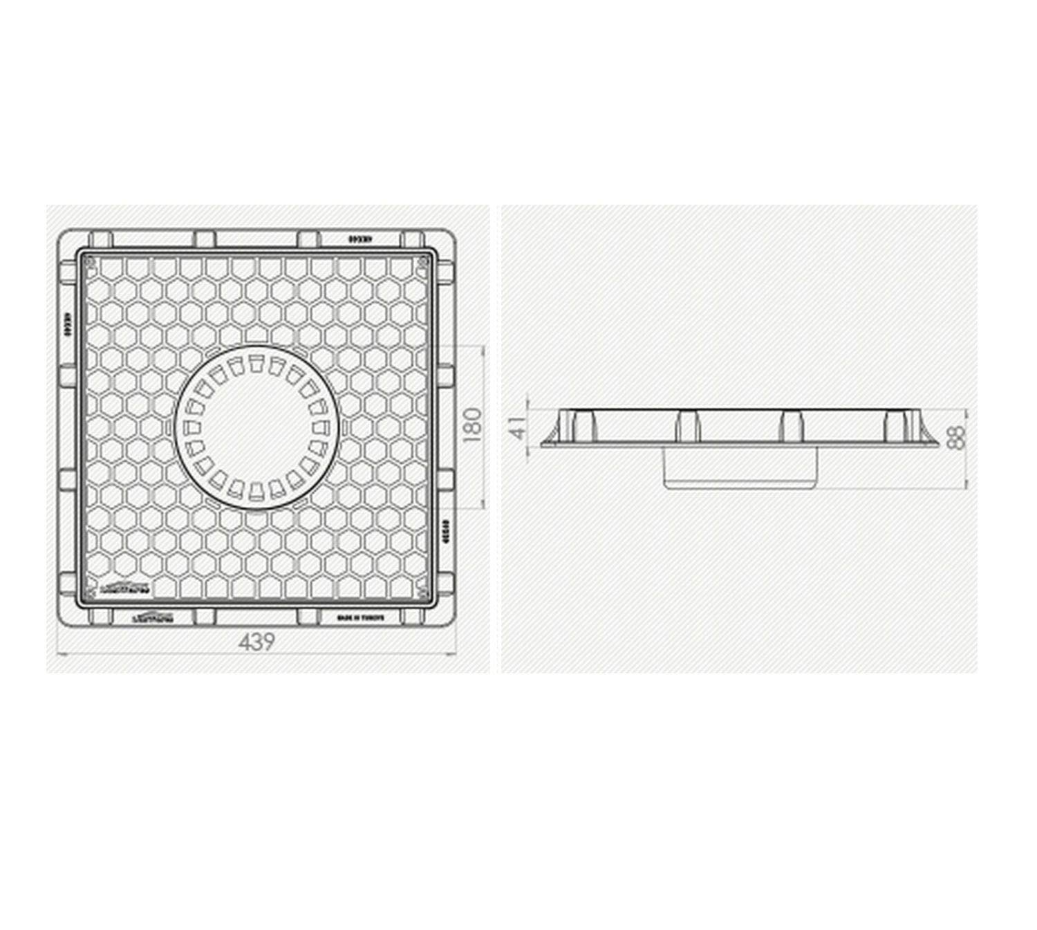 Tapa de pozo o alcantarilla con marco de polipropileno, tapa de conducto de inspección, (40 x 40 cm especial)