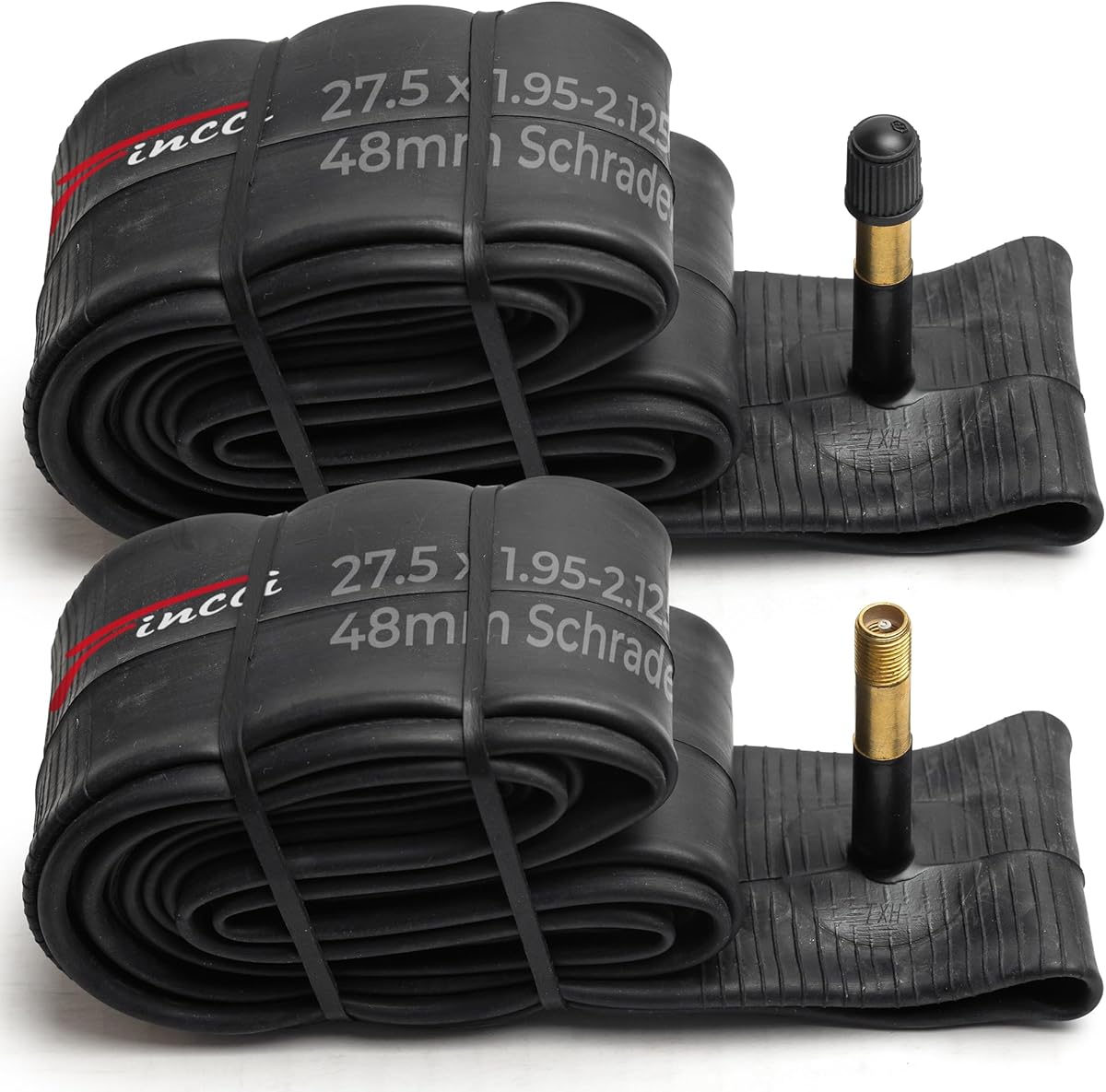 Fincci Pair 27.5 x 1.95-2.125 Inch Bike Inner Tubes 48mm Schrader or Presta Valve Inner Tube for Mountain MTB Road Hybrid Bicycle - Pack of 2