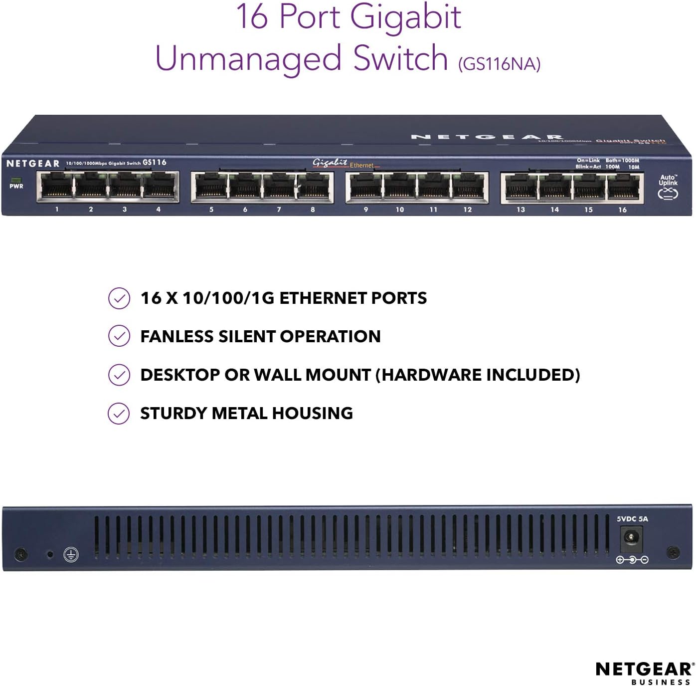 NETGEAR 5-Port Gigabit Ethernet Unmanaged Switch (GS105NA) - Desktop, and ProSAFE Limited Lifetime Protection: Electronics