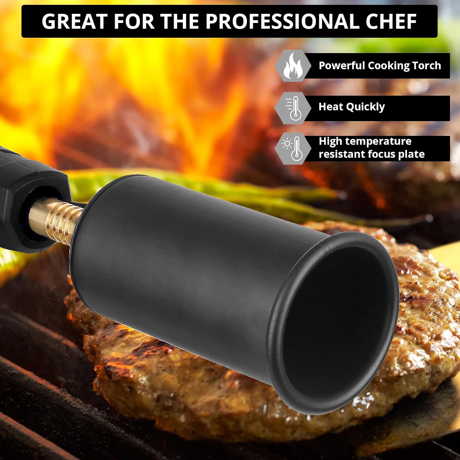 Sondiko Powerful Cooking Propane Torch Head with Igniter, Charcoal Lighter Campfire Starter, Kitchen Torch for BBQ, Searing Steak, Welding(Propane Tank Not Included)