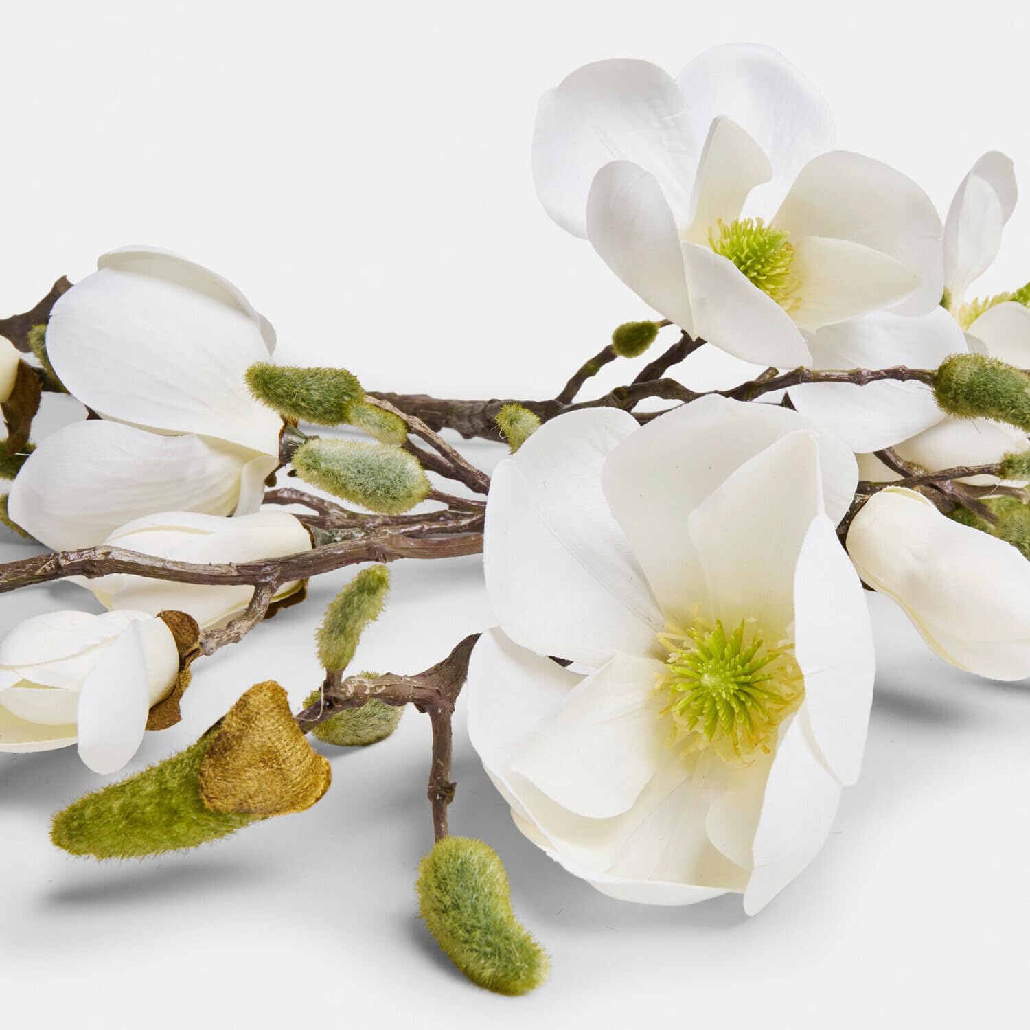 Loberon Deko-Blume 2er Set Aurélines, Creme | Täuschend Echte Magnolienblüten - Formbarer Stil - Detailreich Gearbeitet - Kunstblume - Eisendraht