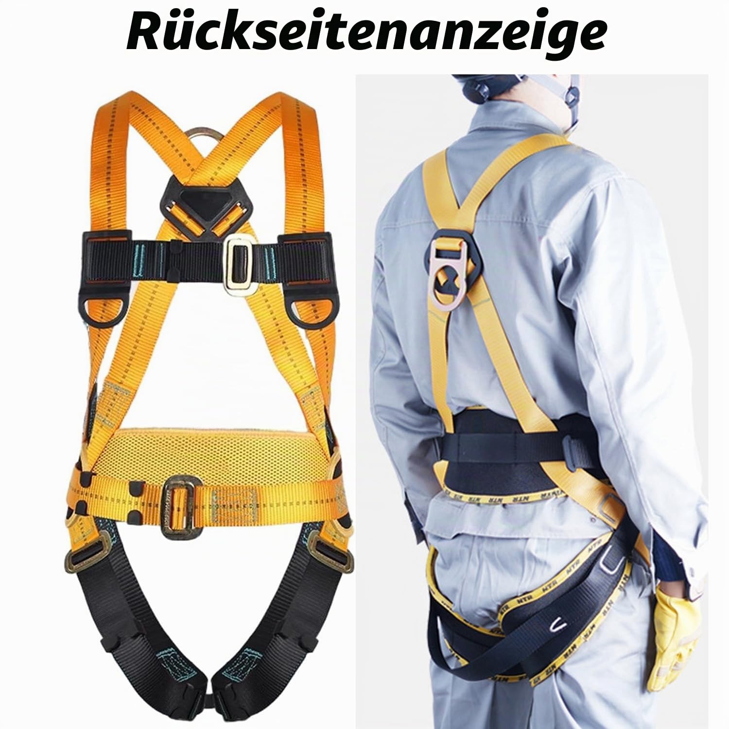 CHAMSUREUK Höhensicherheitssicherungs-Set, 5-Punkt-Sicherheitsgurt, Universalgröße, bewertet bis 100 kg, mit 2 großen Schnallen und 2 2 m Umhängebändern, zugelassen EN355, EN354 und EN361