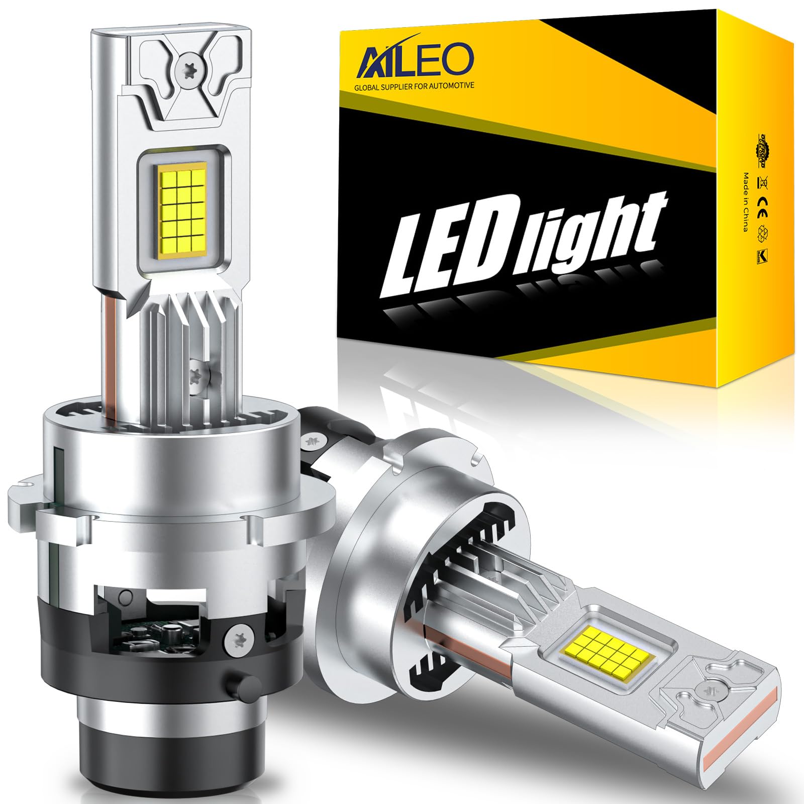 AILEO D4S LED Headlight Bulb 24000LM 6500K White IP68 Compact Set of 2