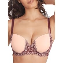 Lightly Lined Demi Bra 32G, Maroon/Barely There
