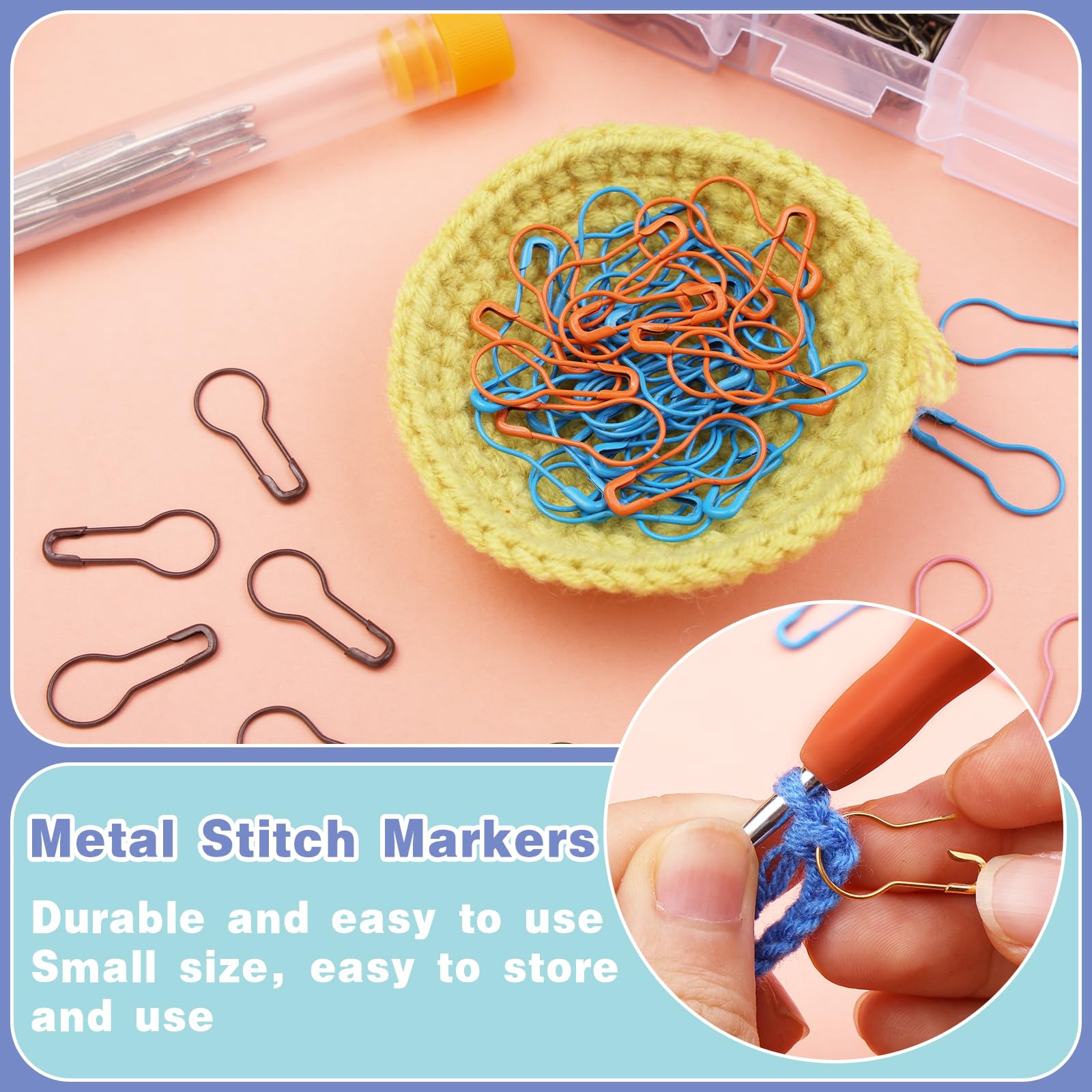 Accessori per Strumenti per Maglieria Pennarelli All'Uncinetto Kit Uncinetto Principianti Kit Attrezzi per Maglieria con Segnapunti per Maglia Fermapunti Cavi Protezione per La Punta Dell'Ago