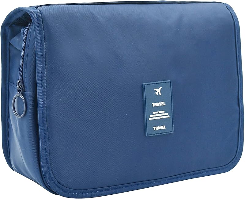 Necessaire suspensa Trawila com gancho e compartimentos, Azul-escuro