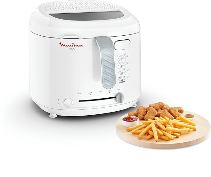 Moulinex Friteuse électrique, capacité de 1kg, 4personnes, friteuse compacte, rangement facile, position d’égouttage pour diminuer la quantité d’huile, hublot de contrôle, AF203110