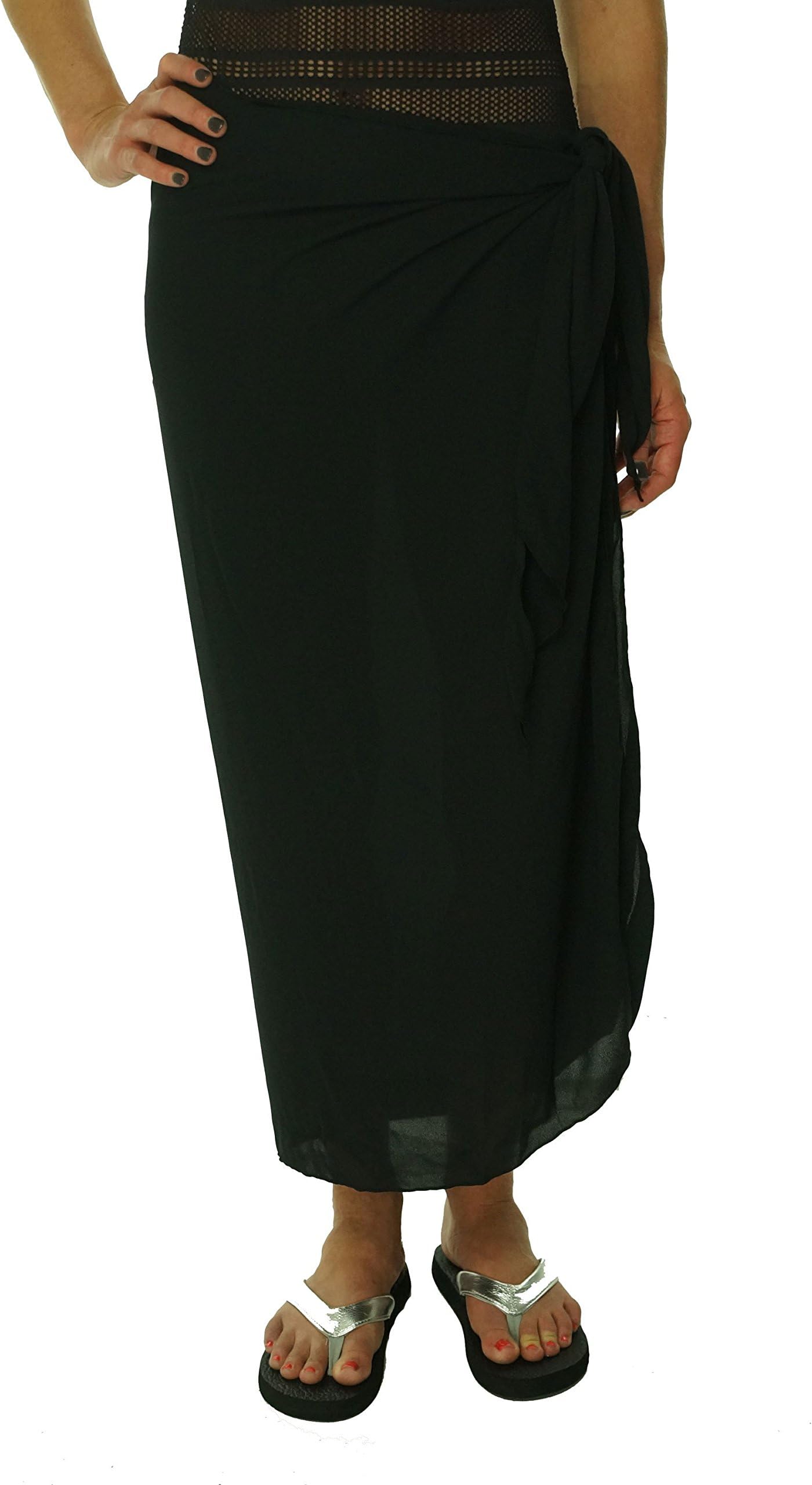 Women's Pareo Cover Up Sarong Wrap (OS, Black)