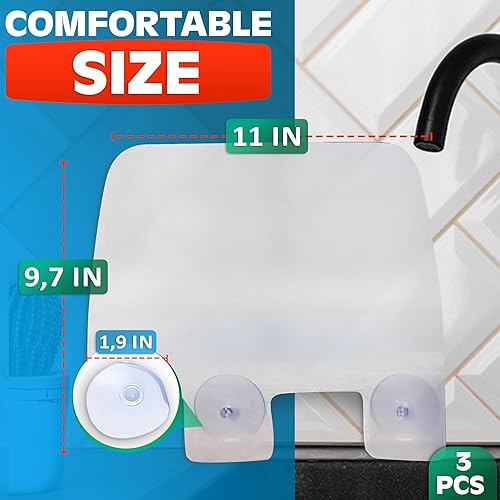 Miniatura 2 de Juego de 3 ventosas de protección contra salpicaduras para fregadero de 9.7 x 11 pulgadas, duradero y fácil de limpiar, accesorios de lavado de