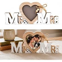 Wooden Wedding Picture Frame, Personalised Wedding Gift, Heart Shaped Wooden Photo Frame, Wedding Anniversary Decor, Perfect for Newlyweds Bride Groom Couple