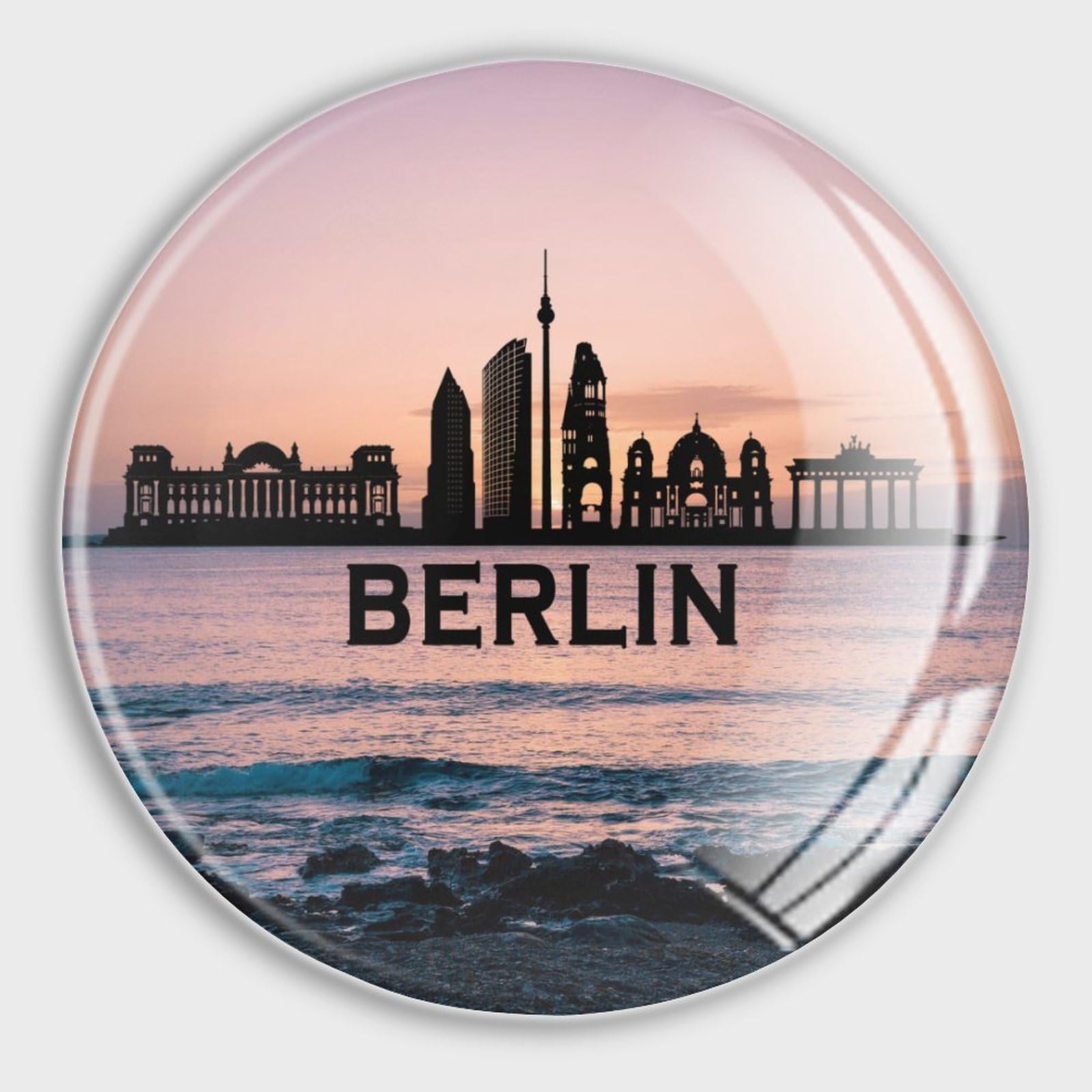 Aimants pour réfrigérateur en verre motif Berlin magnet tableau blanc et bureau