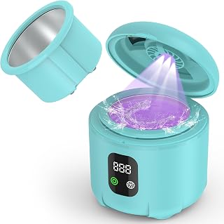 2026 초음파 리테이너 클리너 - 45KHz 25W 휴대용 틀니 클리너, 건조 기능 및 탈착식 내부 의치, 마우스 가드, 정렬기, 주얼리 등을 위한 [블루] | Multi-Mode 45KHz with Drying and Removable Inner for Dental Tray,Braces,Jewelry,Aligners,Mouth Guard,Ring,Toothbrushes Blue