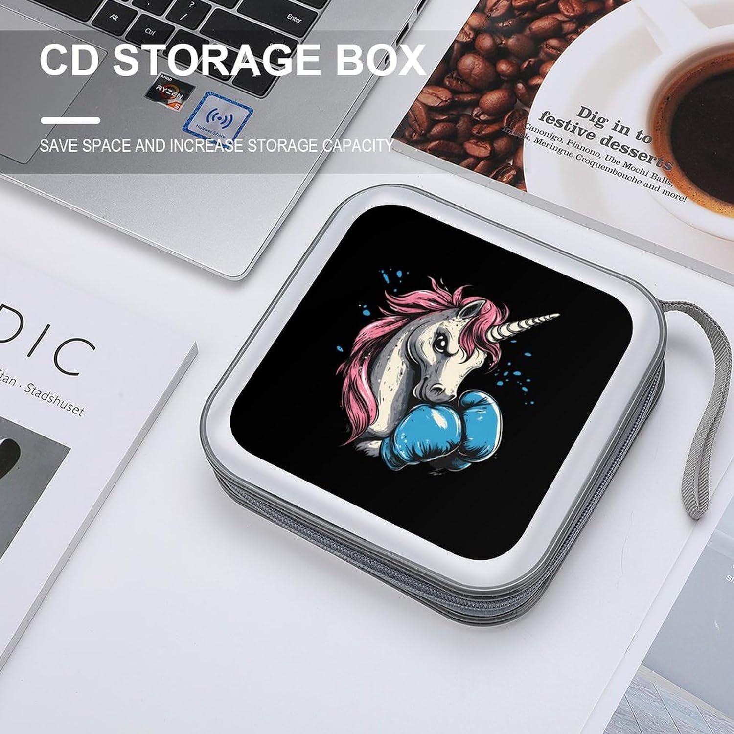 Boxing Unicorm Boxer CD Case Portable DVD Storage Box CD Wallet Holder Binder Organizer for Car Home
