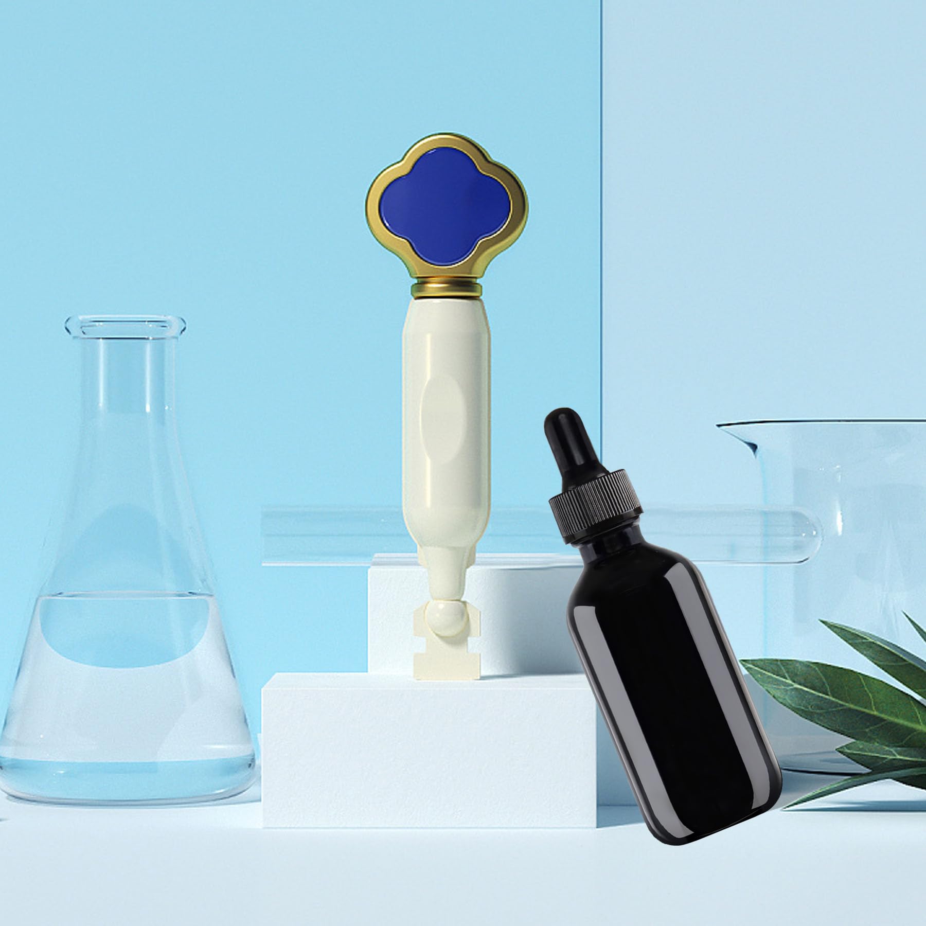 Paquete de 48 frascos cuentagotas de vidrio de 1 onza, frascos cuentagotas negros con cuentagotas de vidrio para aceites esenciales, perfumes (30 ml, negro)