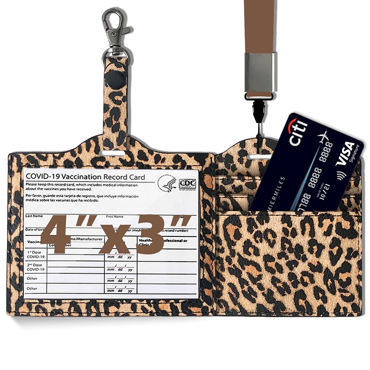Buy Vaccine Card Protector PU Leather 4x3 CDC Vaccination Card Holder 