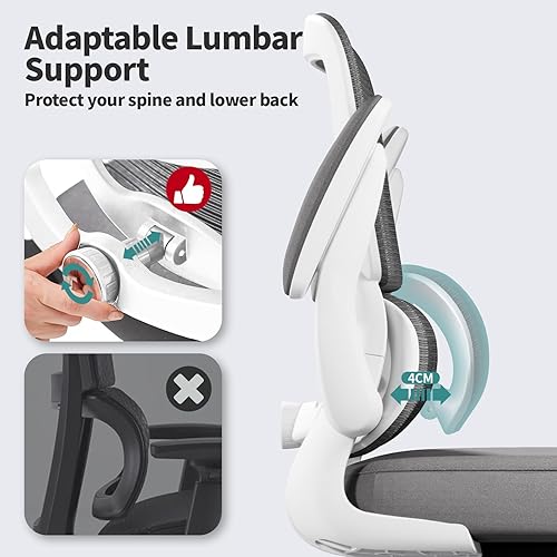Miniatura 92 de Silla de oficina – Silla de escritorio ergonómica con soporte lumbar ajustable, silla de computadora de malla, silla ejecutiva para oficina en casa