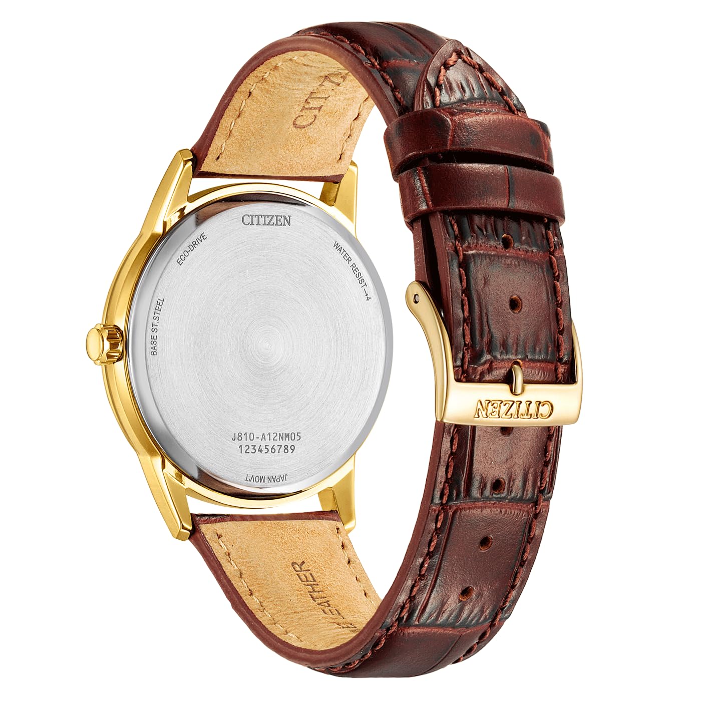 Citizen Eco-Drive Zegarek męski ze skórzanym paskiem AW1782-11A, złoty/srebrny