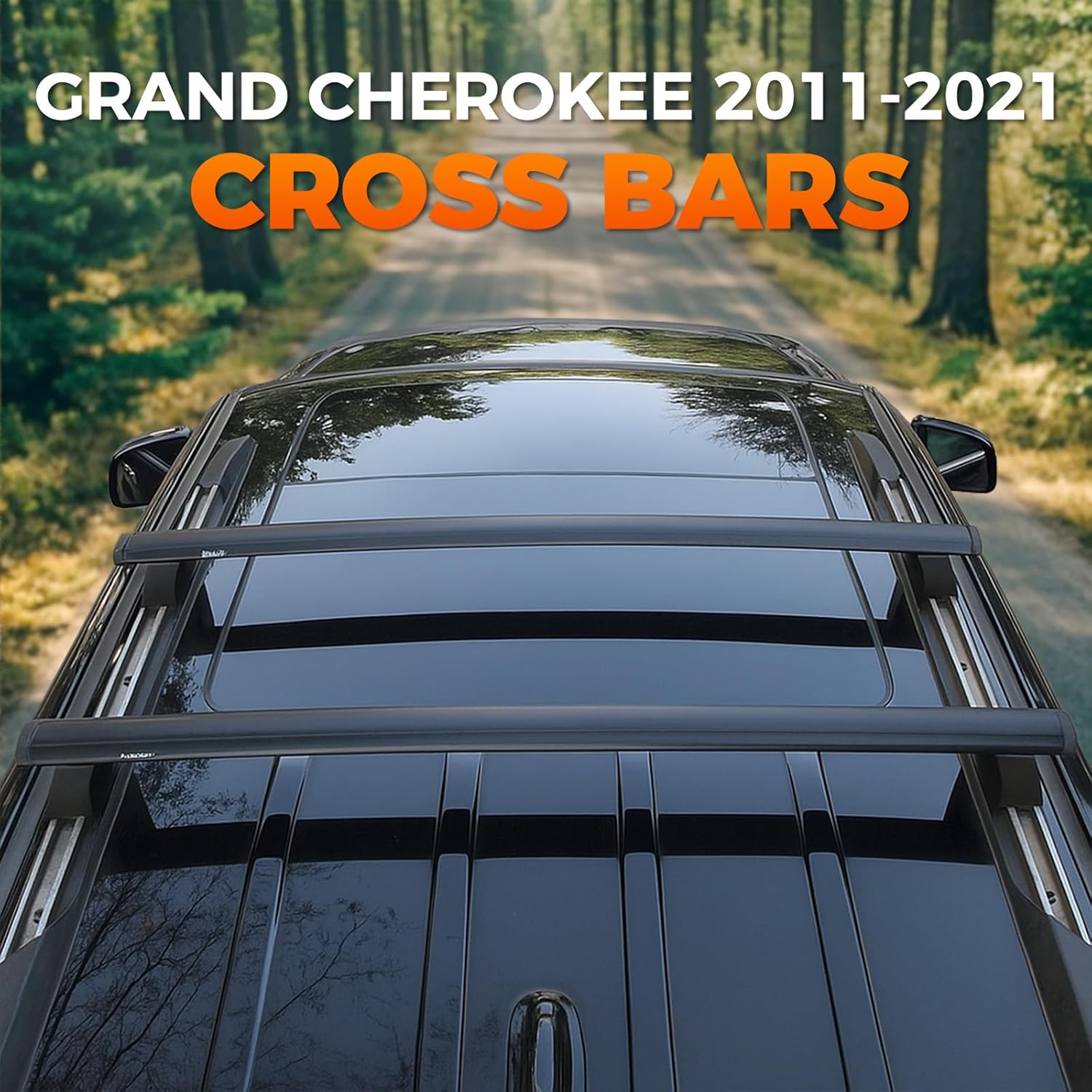 Roof Rack Cross Bars Compatible with Jeep Grand Cherokee 2011-2021,Heavy Duty Aluminum 165 lbs Load Capacity, Lockable Crossbars for Grooved Side Rails, Luggage Racks Bike Racks