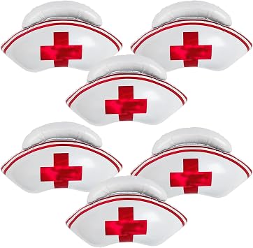 6Pcs Nurse Balloons Nurse Party Decorations Supplies Nurse Cap Foil Balloons for Nuese Week Decor Nurse Graduation RN Themed Nursing School Party Supplies