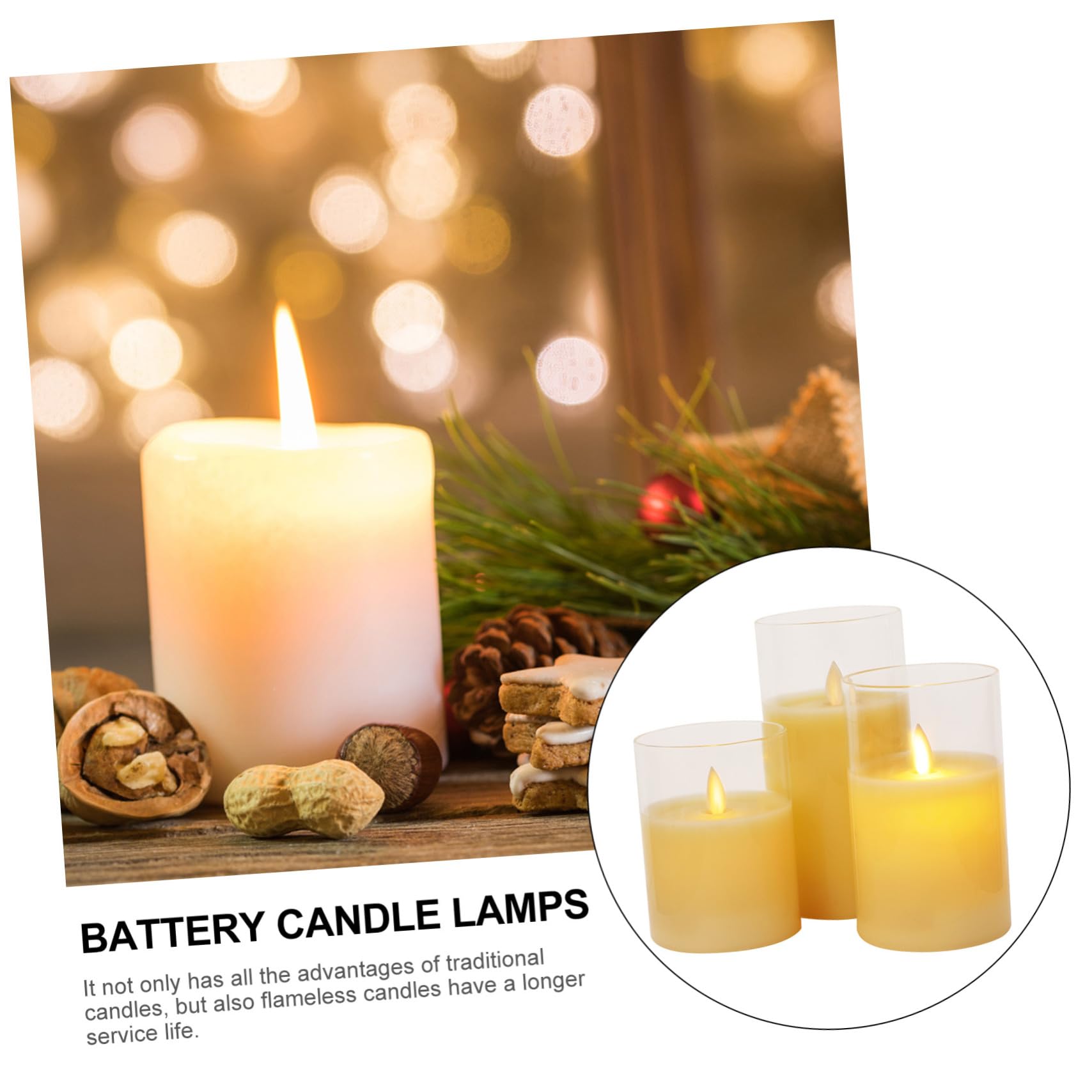 POPETPOP Lampade a Candela LED senza Fiamma a Batteria con Telecomando, Candele Finte Tremolanti per Decorazioni Interni, Set da 3 Pezzi per Atmosfera Rilassante in Casa e Ristorante