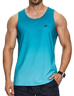 EZRUN Mens Quick Dry Tank Top UPF 50 Summer Workout Muscle Sleeveless Shirts for Swim Beach Gym Bodybuilding